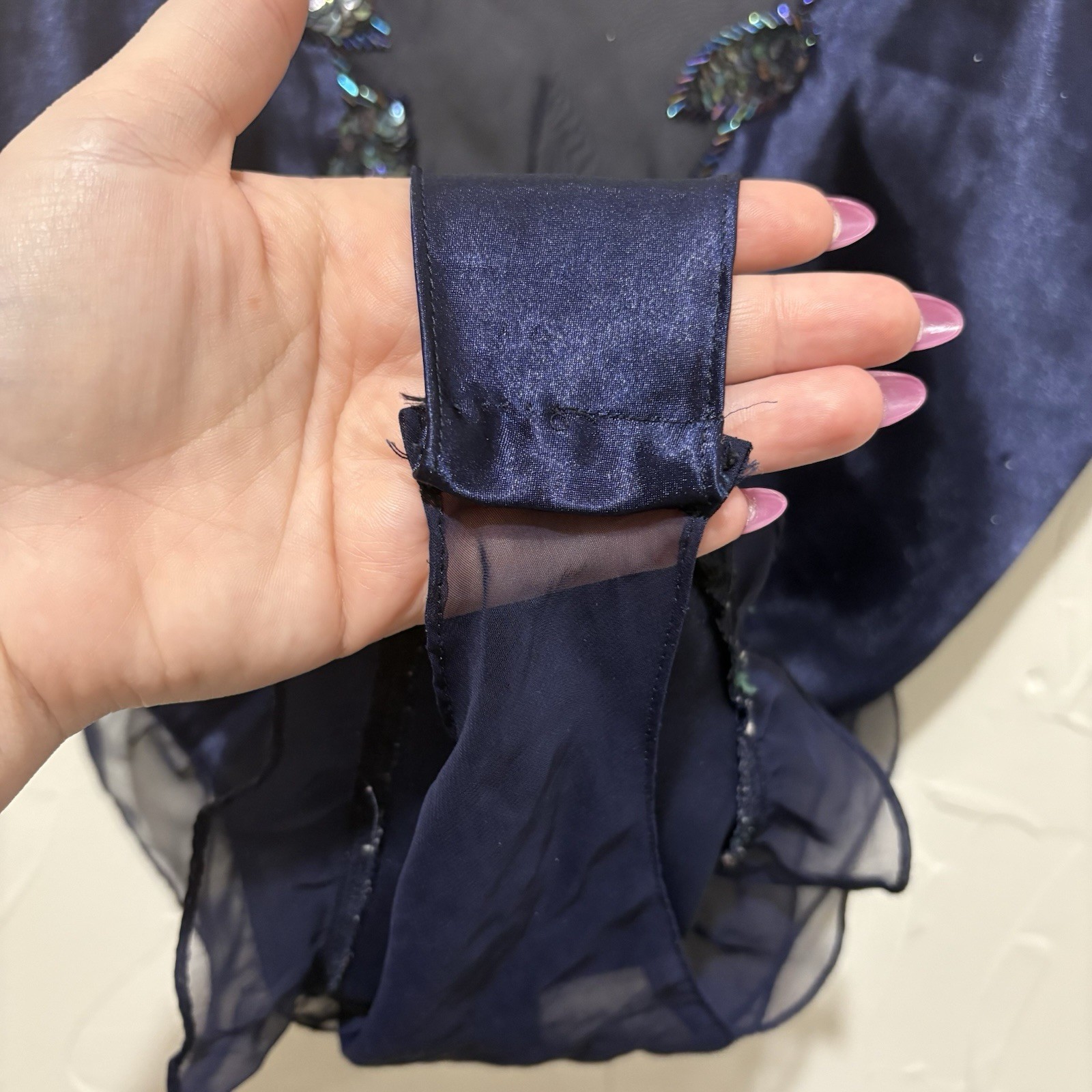 Vintage Victoria’s Secret navy sequins detail satin finish teddy bodysuit (L)