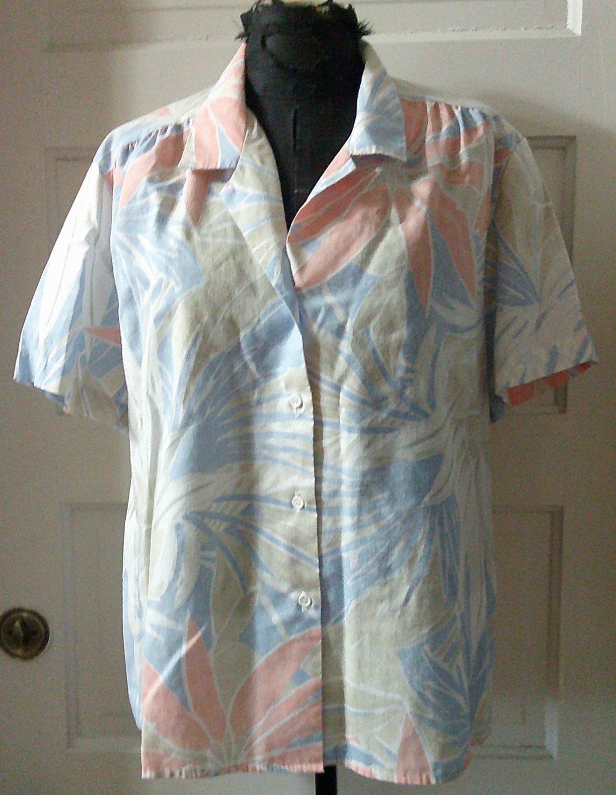 80’s Vtg. CRICKET LANE Orange Abstract Button Up SS Top Shirt Blouse XL