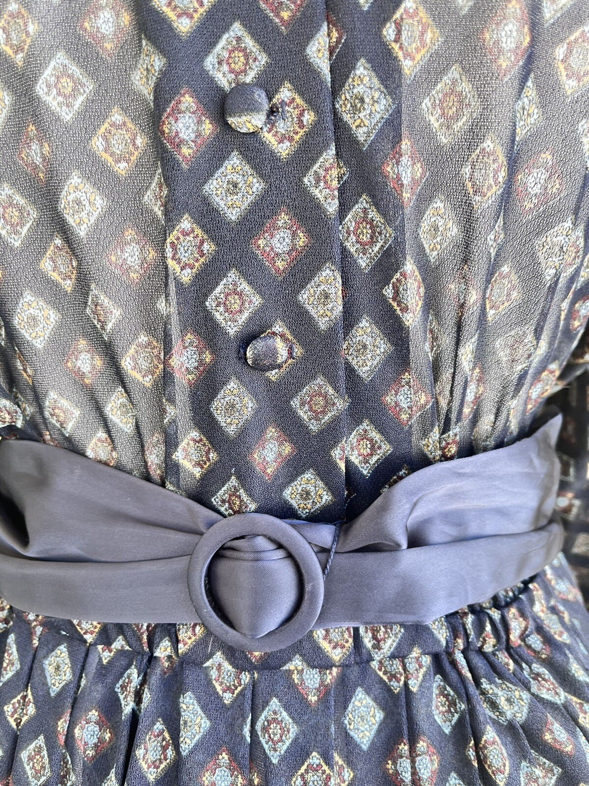 Neiman Marcus Nancy Greer NY size 12 Belted Dress Office Teacher Vintage 70s
