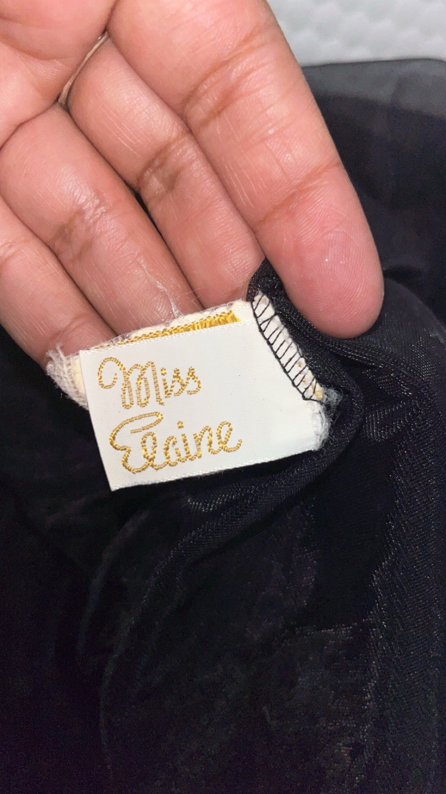 Vintage Miss Elaine Gold Label robe Set Long Nightgown Lace/embroidery black L