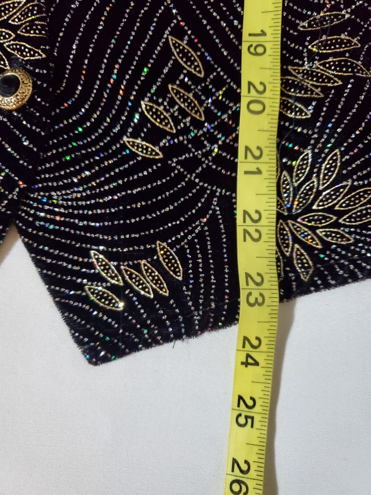 Vintage Impressions of California Women Vest Large Black Velvet Sparkly USA Made