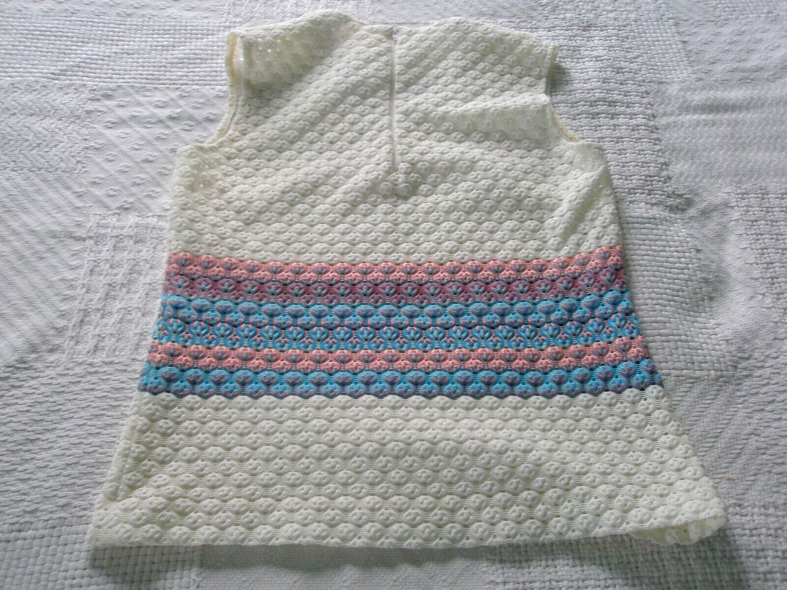 Vtg Cardigan & Vest Crochet Lace White Pink Blue Grannycore Mid Century