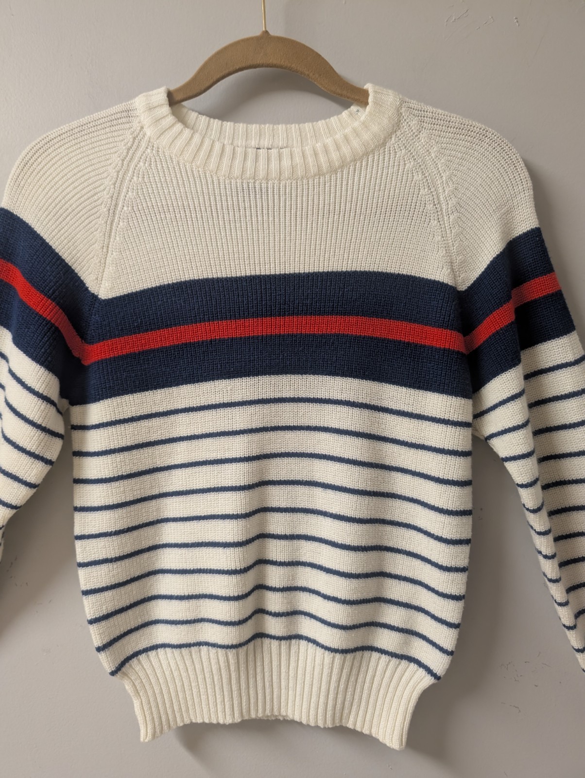 Vintage 70’s Checkmate Knit Preppy Striped Acrylic Pullover Sweater Hong Kong S