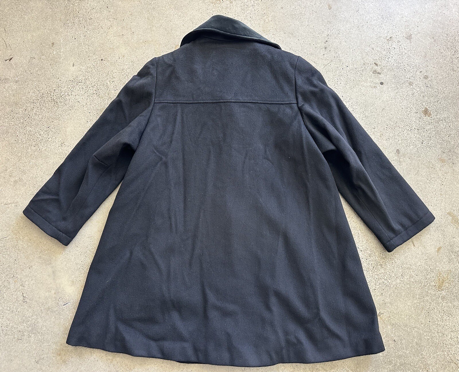 Vintage Bromley Collection Black Wool & Nylon Blend Felt Collar Coat Size 12