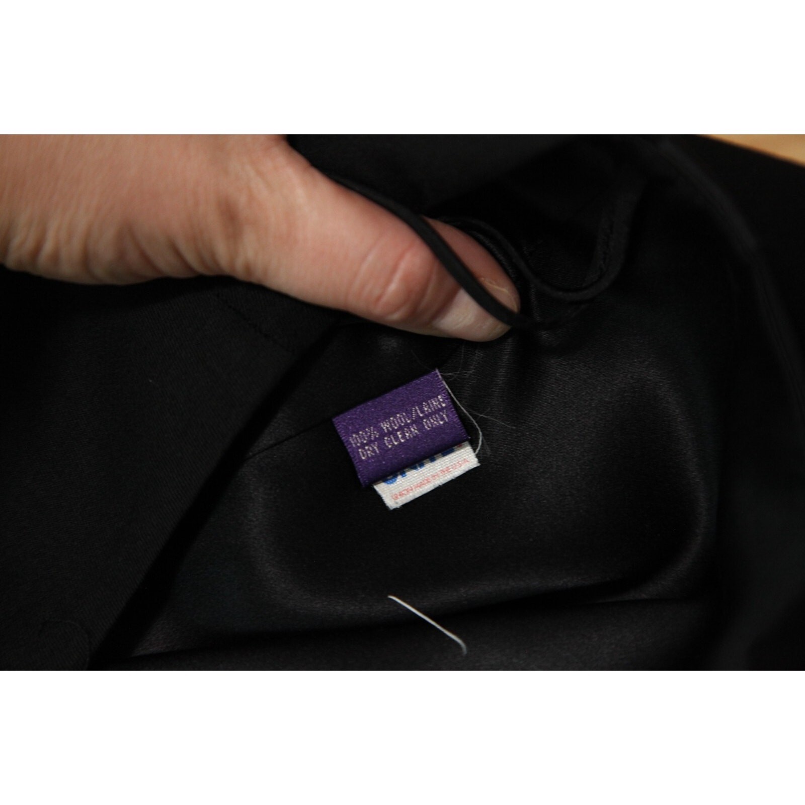 Ralph Lauren Purple Label 12 Pants Tuxedo Stripe Wide Leg Slacks Black FLAW