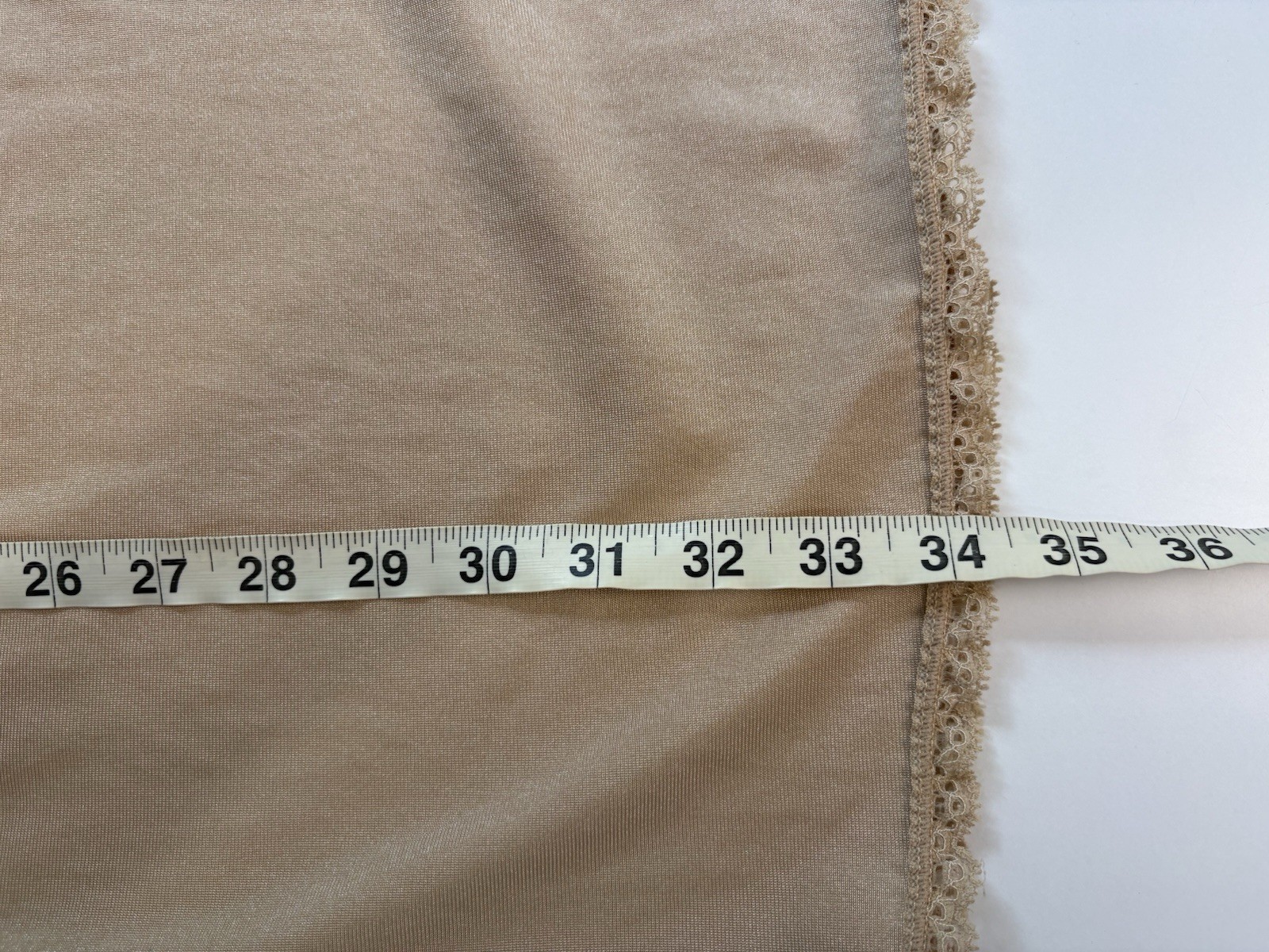 Comfort Choice Women’s Long Half Slip Size L Beige Lace Trim
