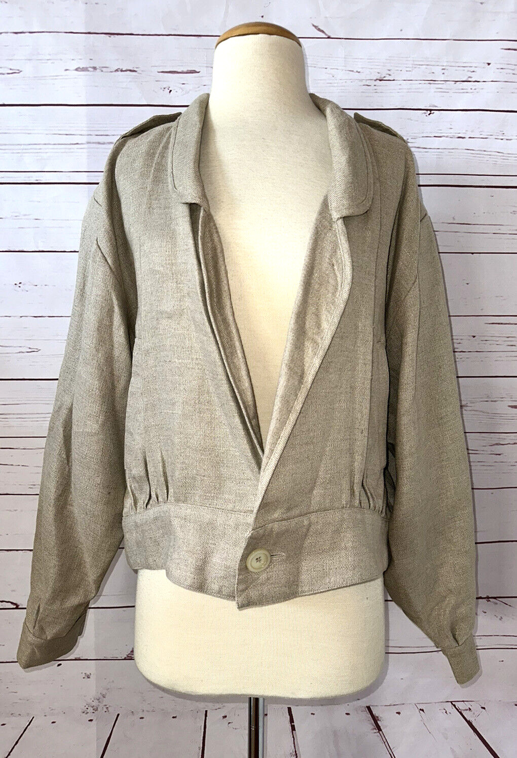 Vintage AMEN WARDY Made In France Size 42 Khaki Tan Knit Jacket 70s 80s Retro
