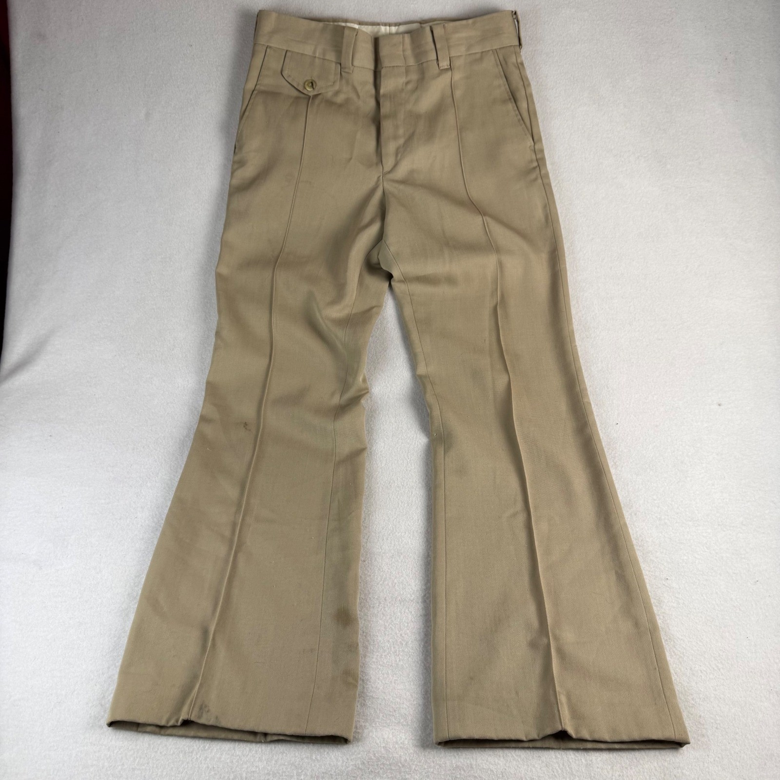 Vintage Levis Panatela Tan Khaki Flare Leg Trousers 70s Wide Leg Pants 31×30