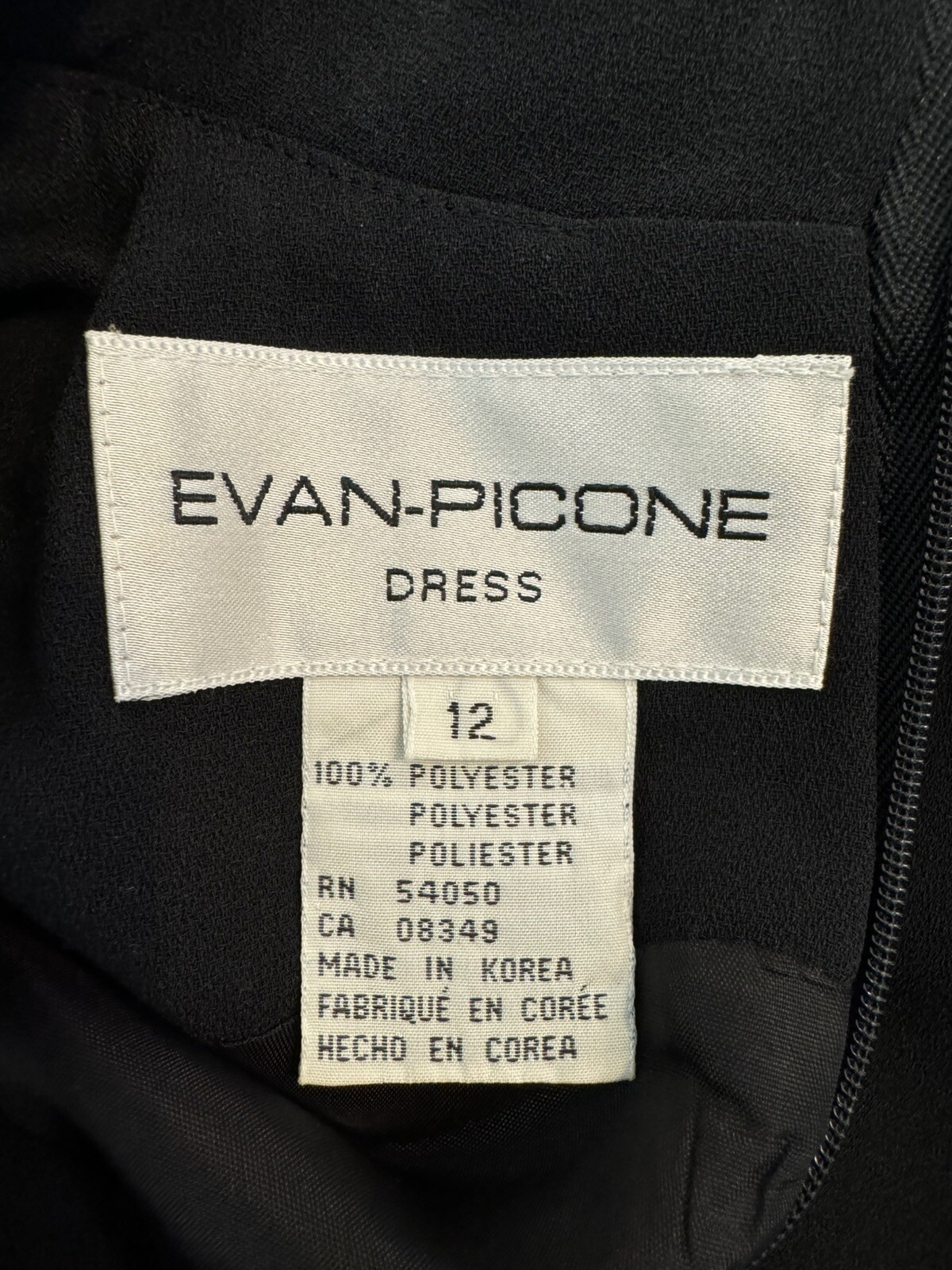 Vtg 90’s EVAN PICONE Black Maxi Cocktail Dress Size 12 with