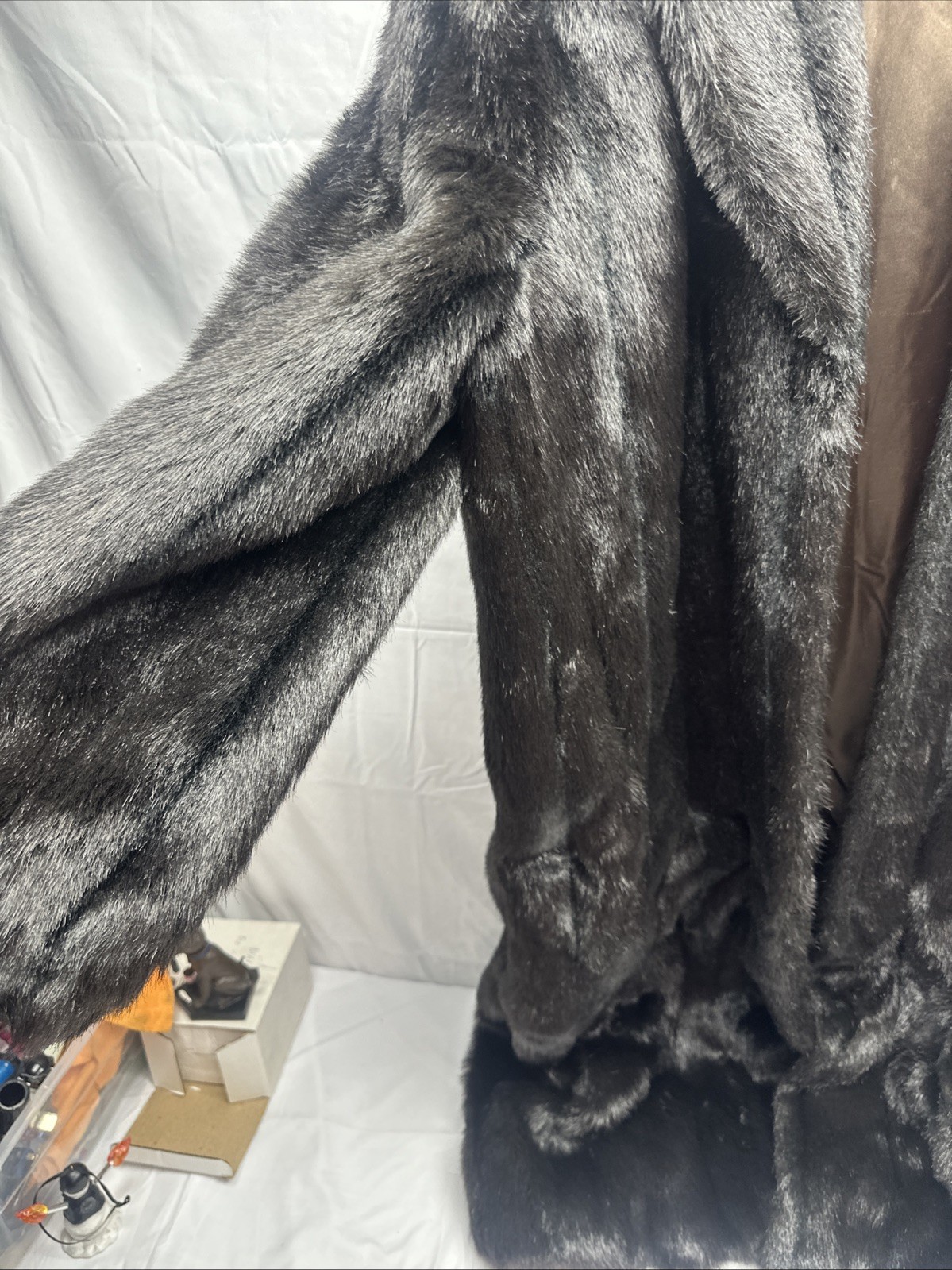 Monterey Fashions Vintage BLACK Faux Fur Coat Made İn USA 20W