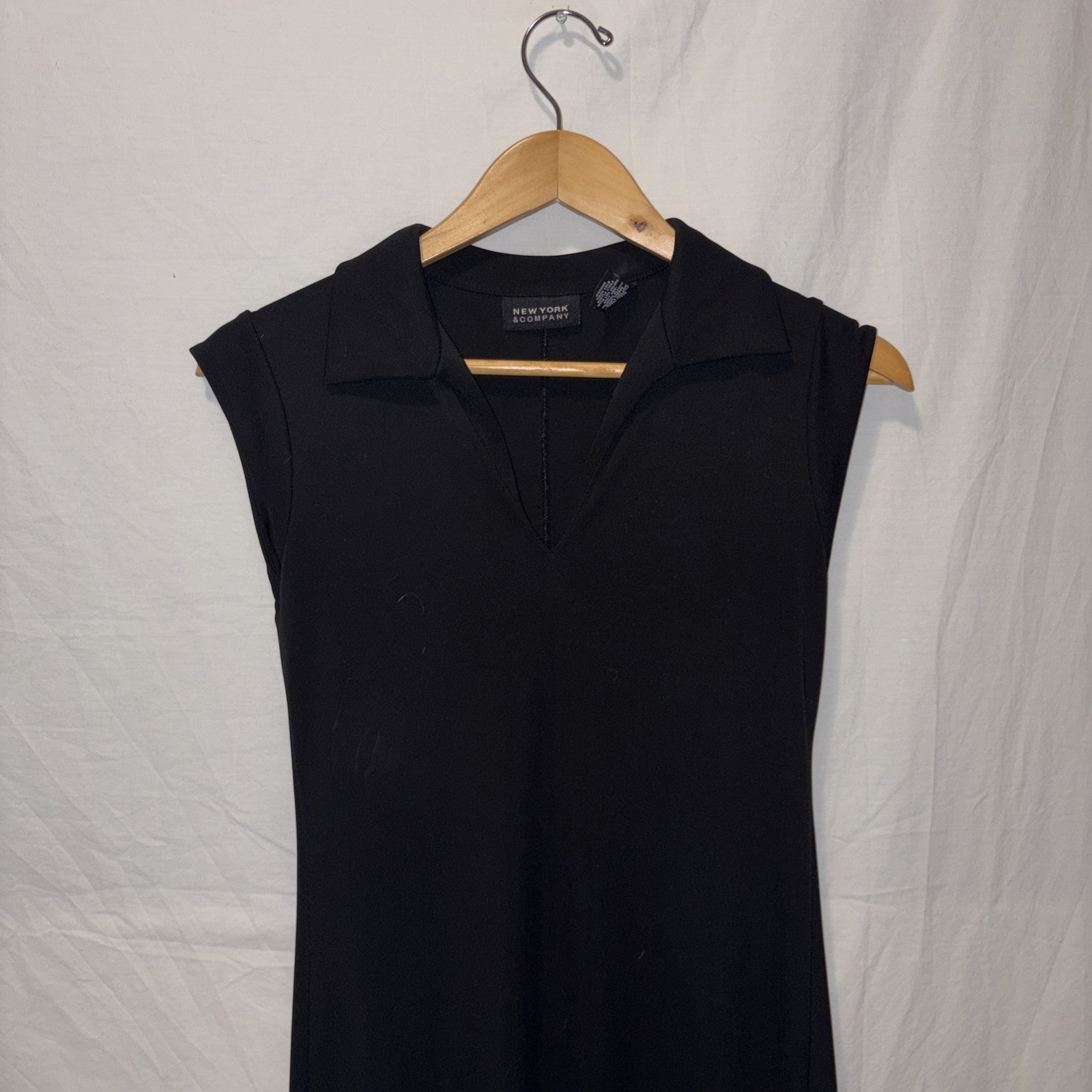 New York & Company Black Maxi Collar Dress Sleeveless Sz Small Y2K 90’s Fashion