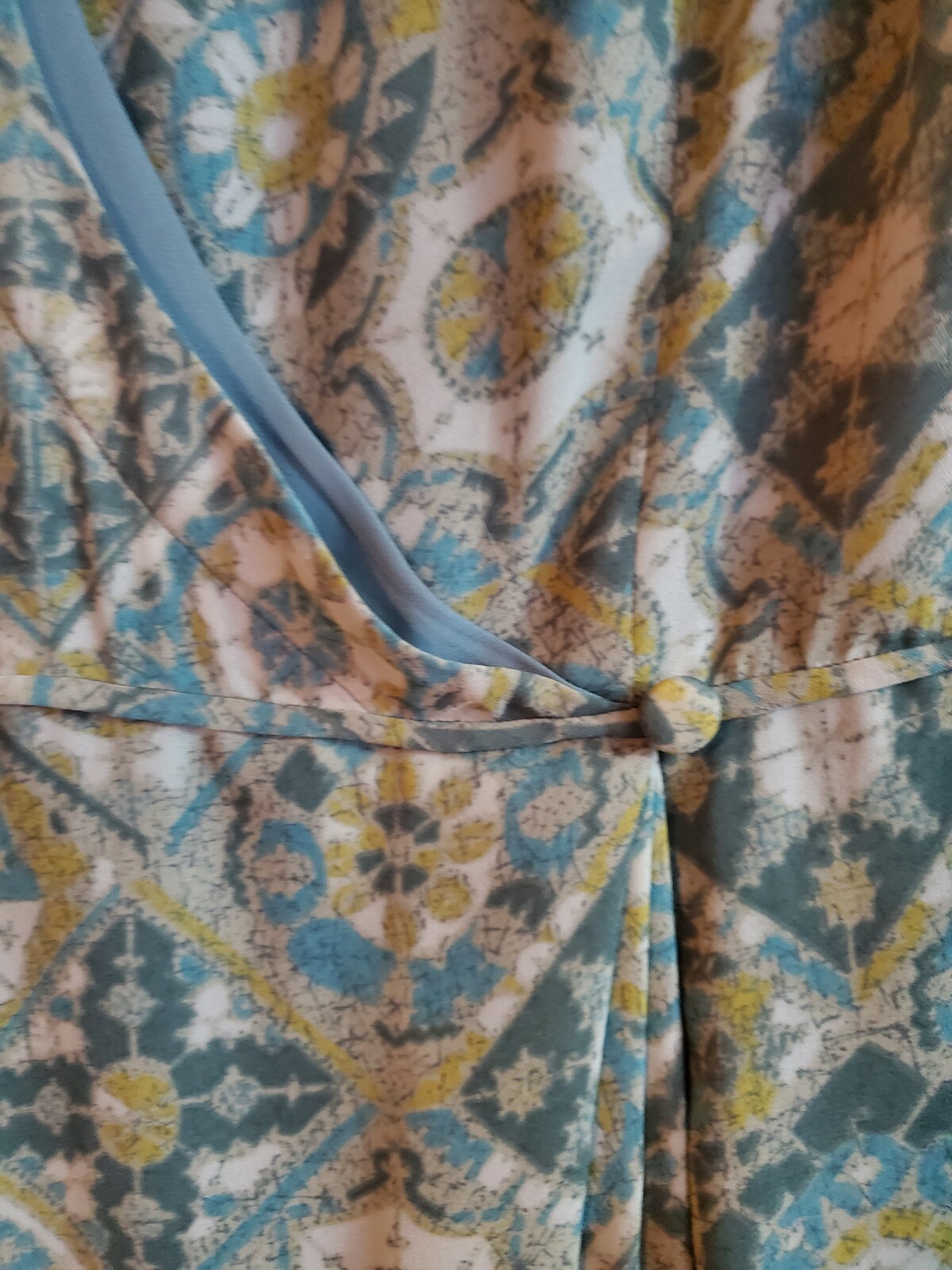 Vintage ASNY Anthony Sicari Neiman Marcus Women Sz14 Blue/Green Faux Wrap Dress