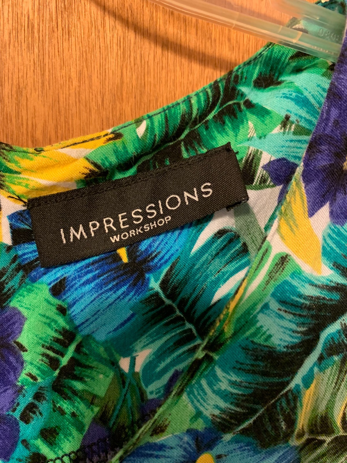 Impressions Workshop Sleeveless Tropical Leaf Dress – Women’s