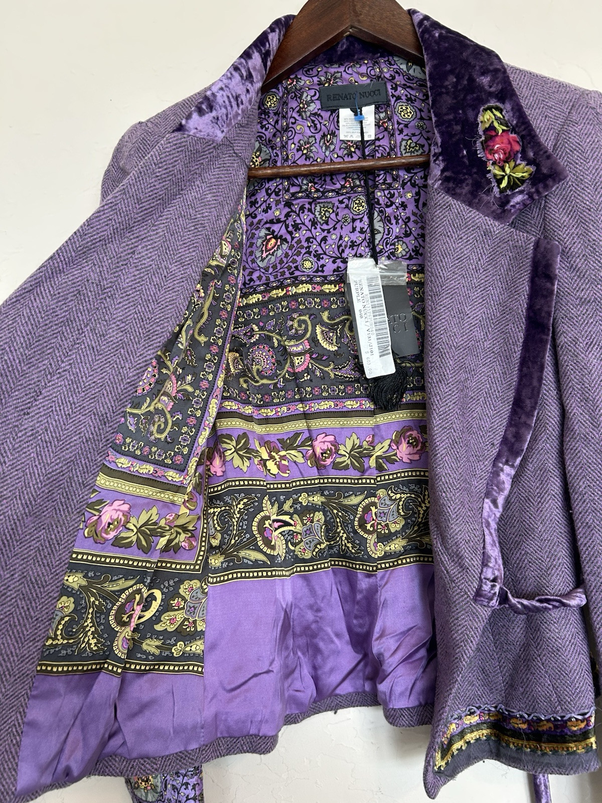 Vintage Y2K Renato Nucci Wool Silk Purple Fairy Velvet Floral Skirt Set 40 NWT M