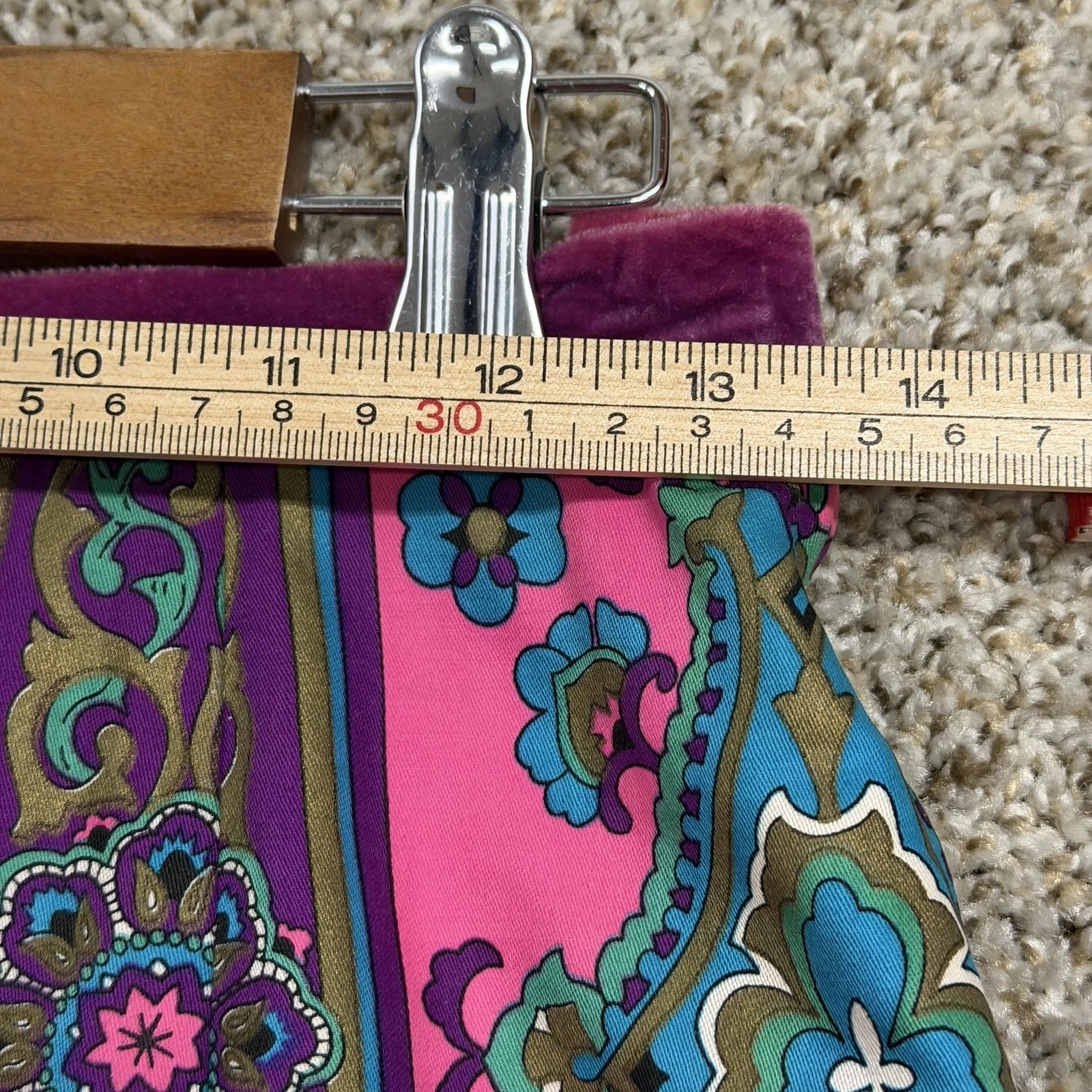 Vintage Alex Colman California Skirt Velvet Waist Pink Mod 60s 70s