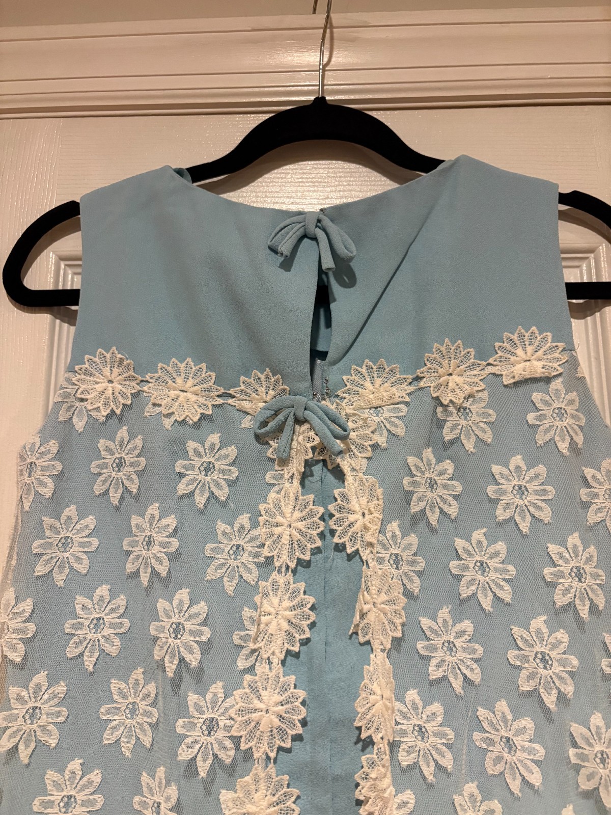 Vtg Women’s Light Blue /Lace Cocktail Formal Prom Dress 1960s Small