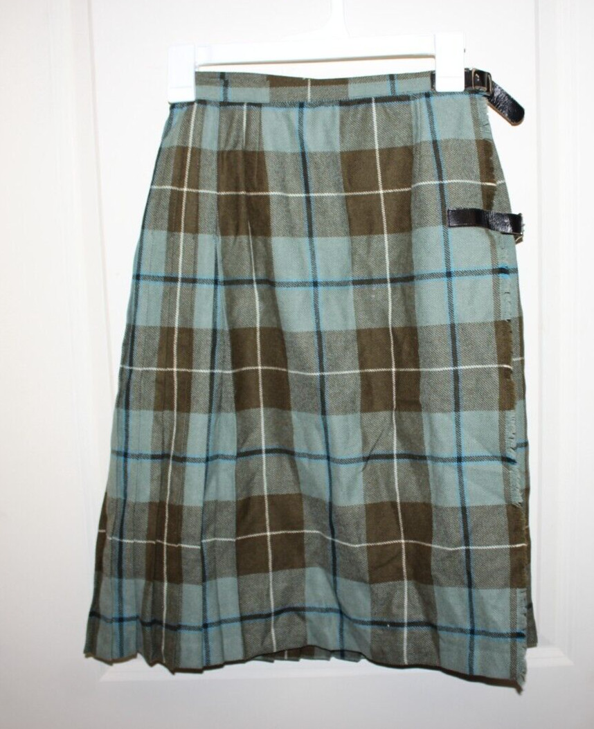 Green Brown Vintage Plaid Wrap Skirt Lined Scottish Irish Costume Classy Casual