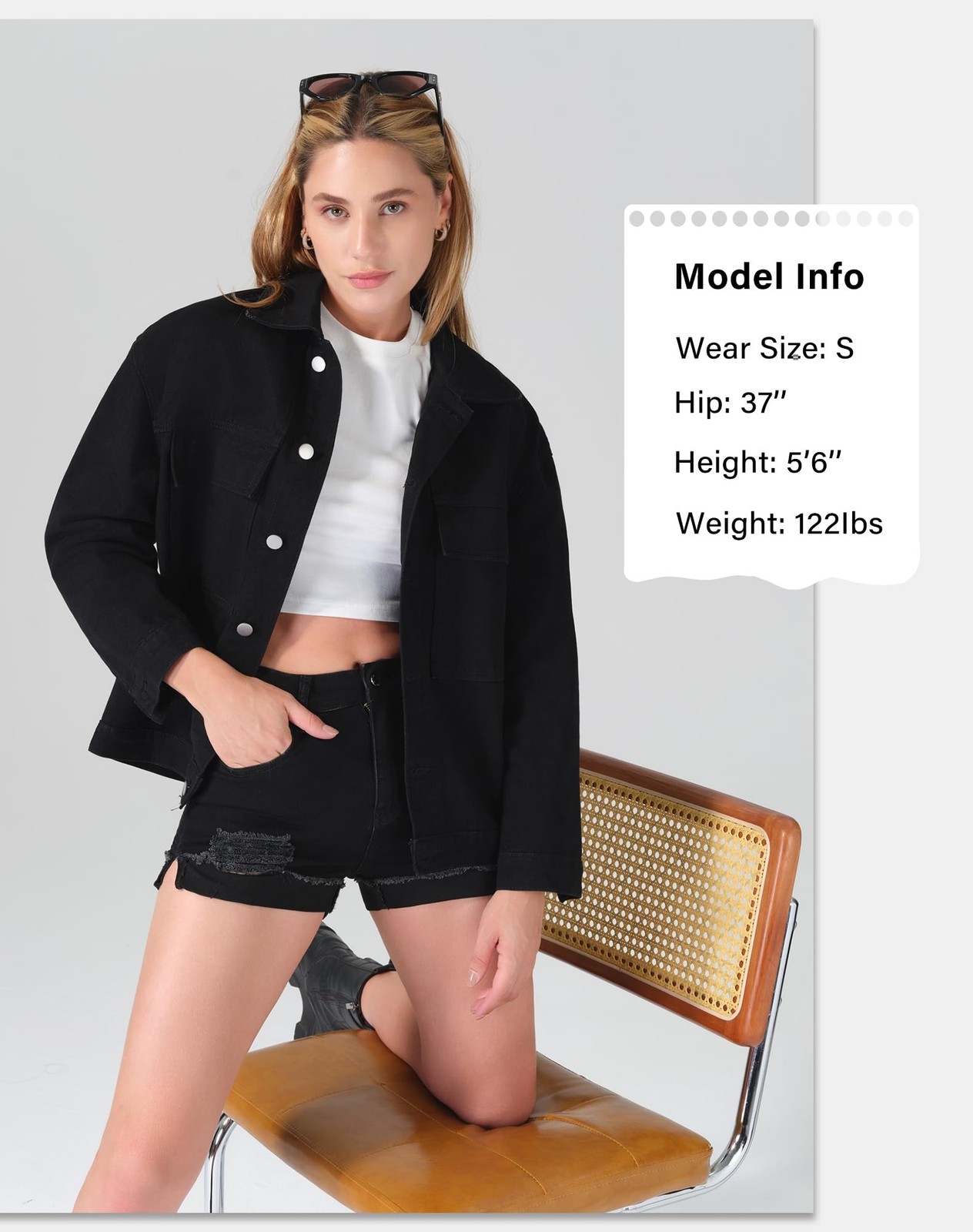 roswear Denim Jacket Coat for Women with Flap Chest Pockets Casual Oversized …