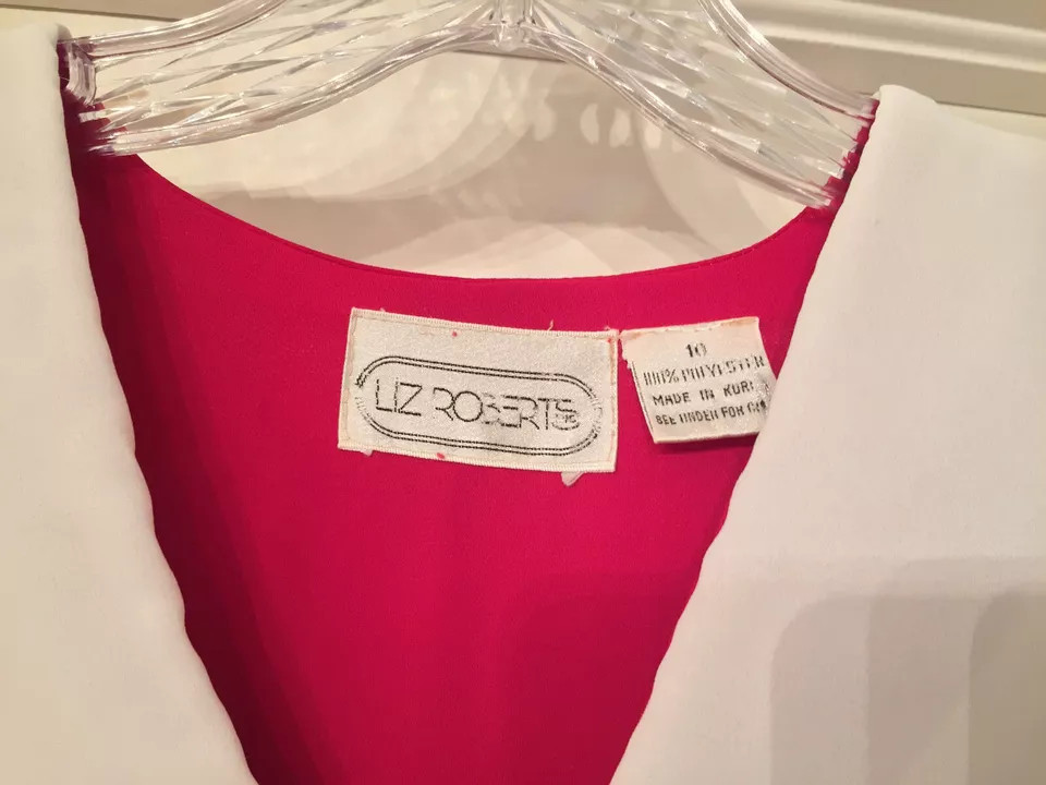 LIZ ROBERTS Vintage SECRETARY DRESS Church Choir Annie SIZE 10 Red, White, Black