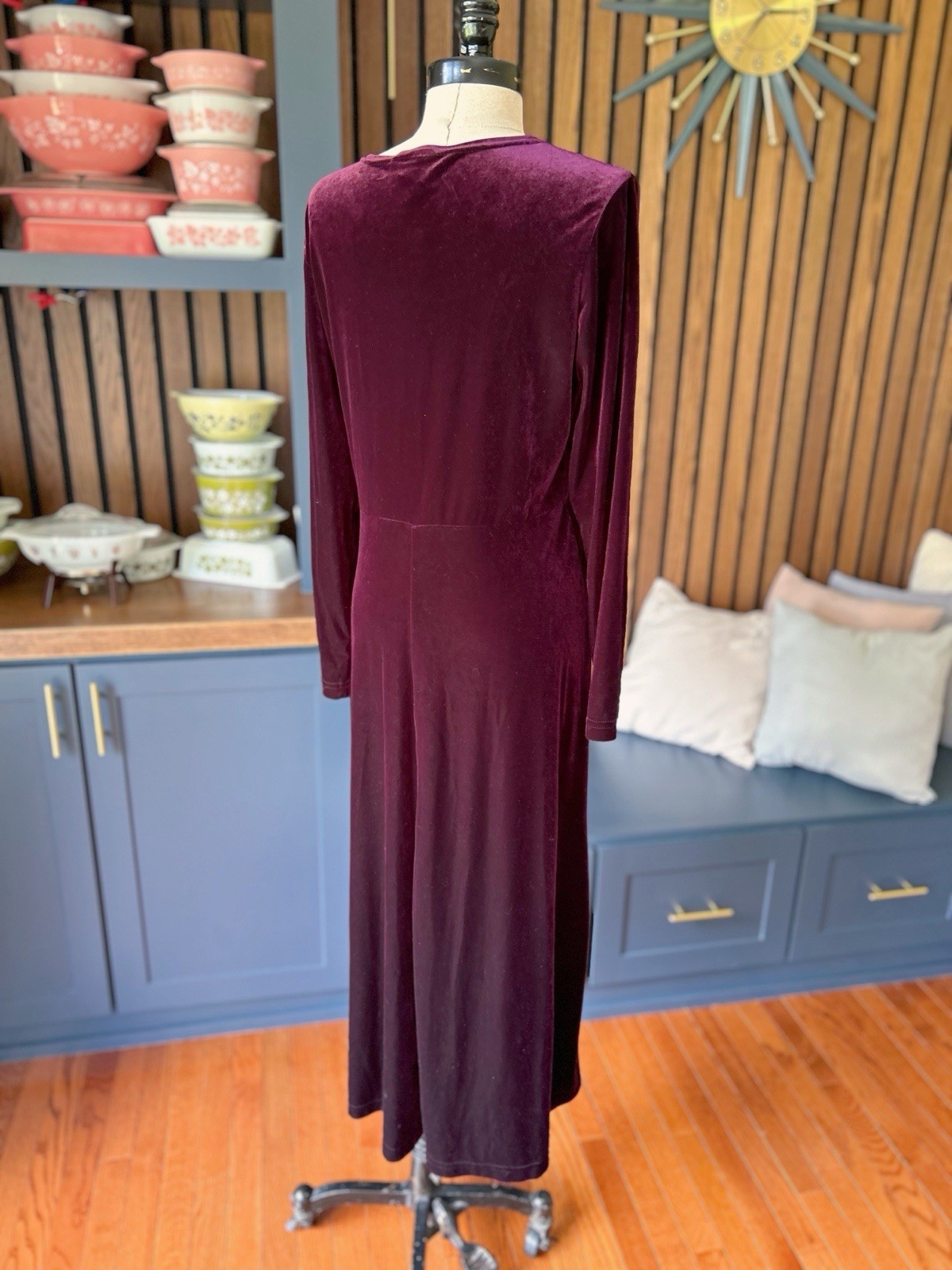Vintage Maxi Dress 90s Crushed Velvet Purple Witchy Gothic