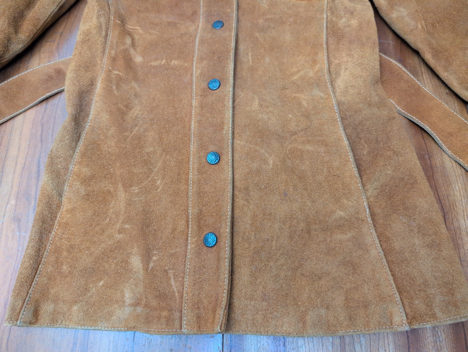 Vintage Tan Suede Hippy Boho Western Gothic Belted Safari Jacket 70s Women S