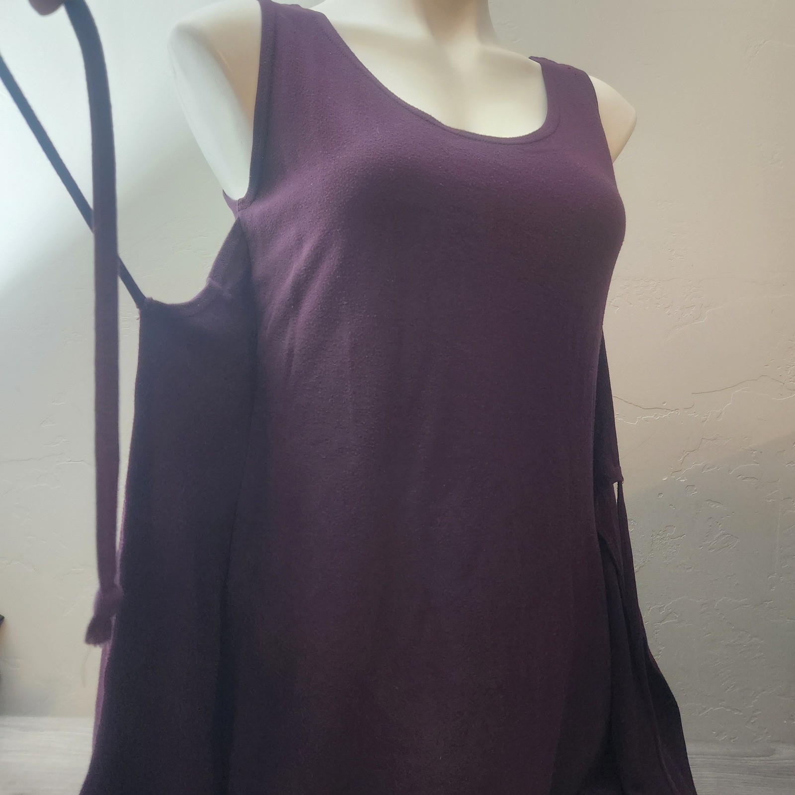 Vintage Karen Alexander Purple Midi Dress Size M Empire Waist Front Tie A-Line