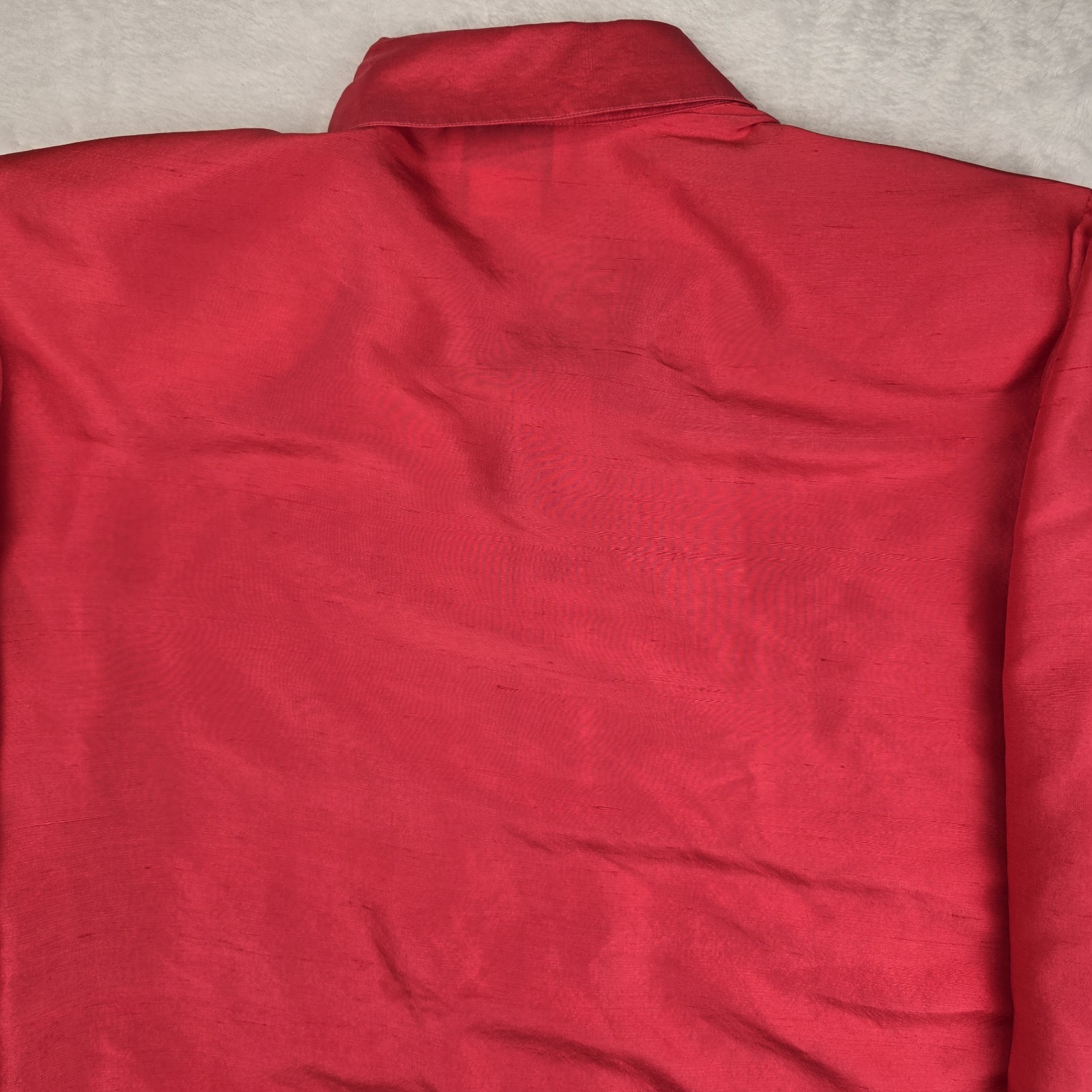 Vintage Joan Leslie Silk Blouse 14 Pink Fuchsia Long Sleeve Button-up Grannycore
