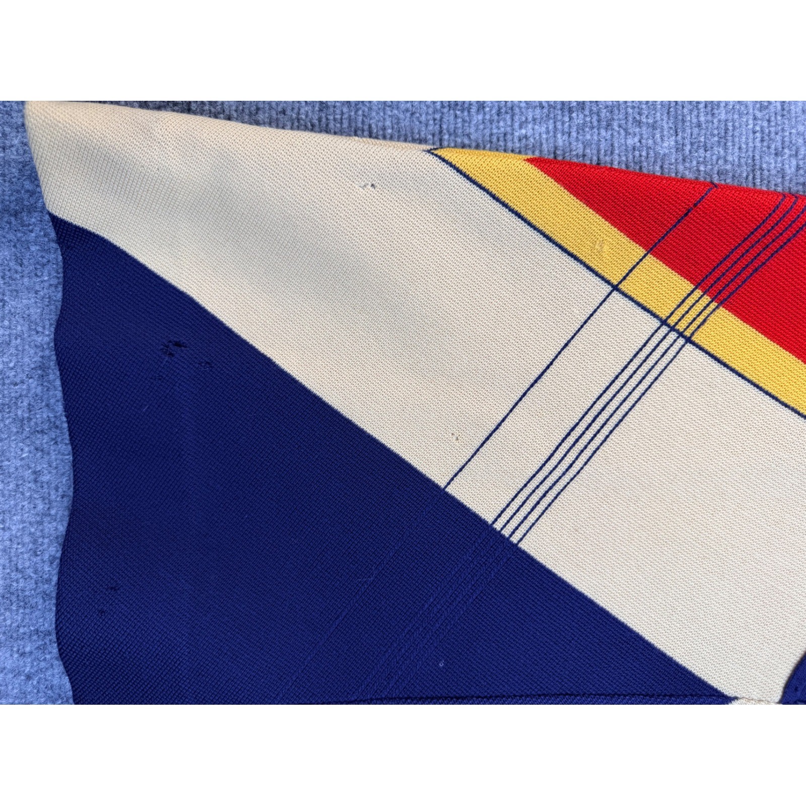 Vintage Geometric Colorblock Knit Cardigan Sweater Jacket Red Blue Yellow Small