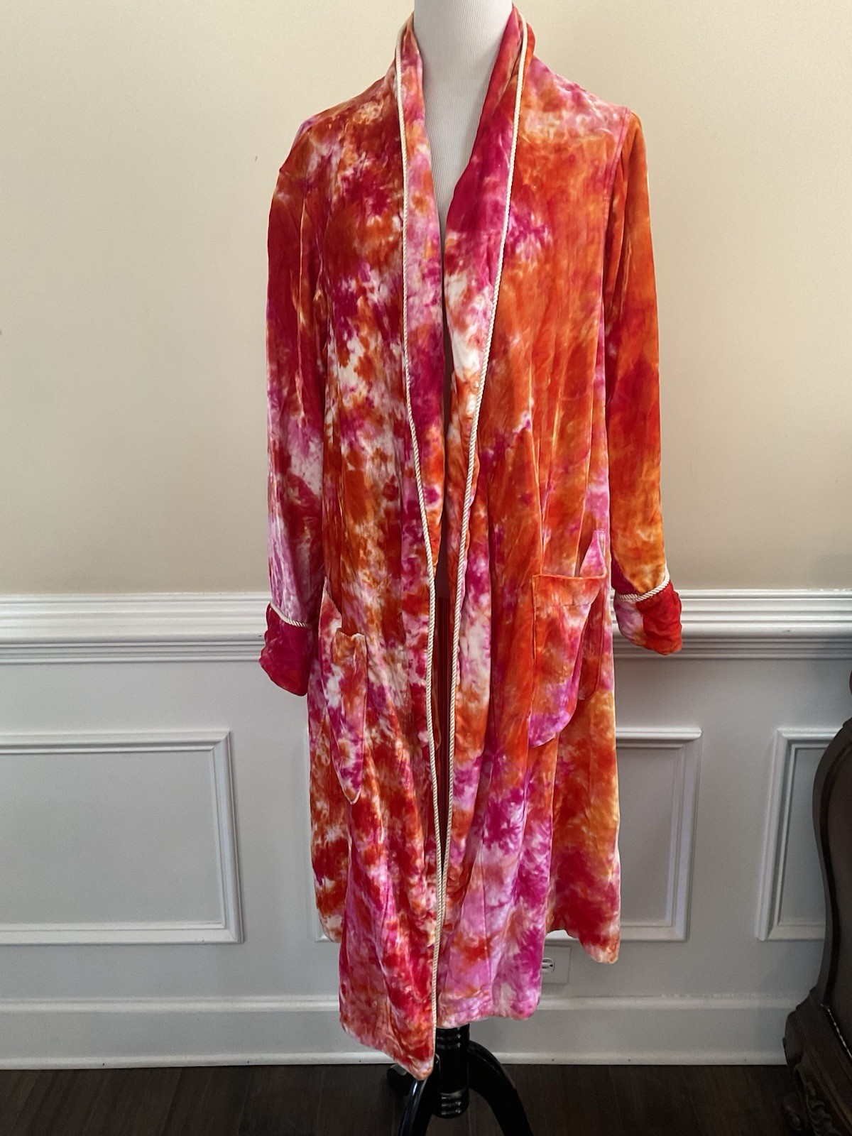 Todd Oldham Vintage Eclectic Tie Dye Vibrant Plush Chunky Robe One Size NO BELT