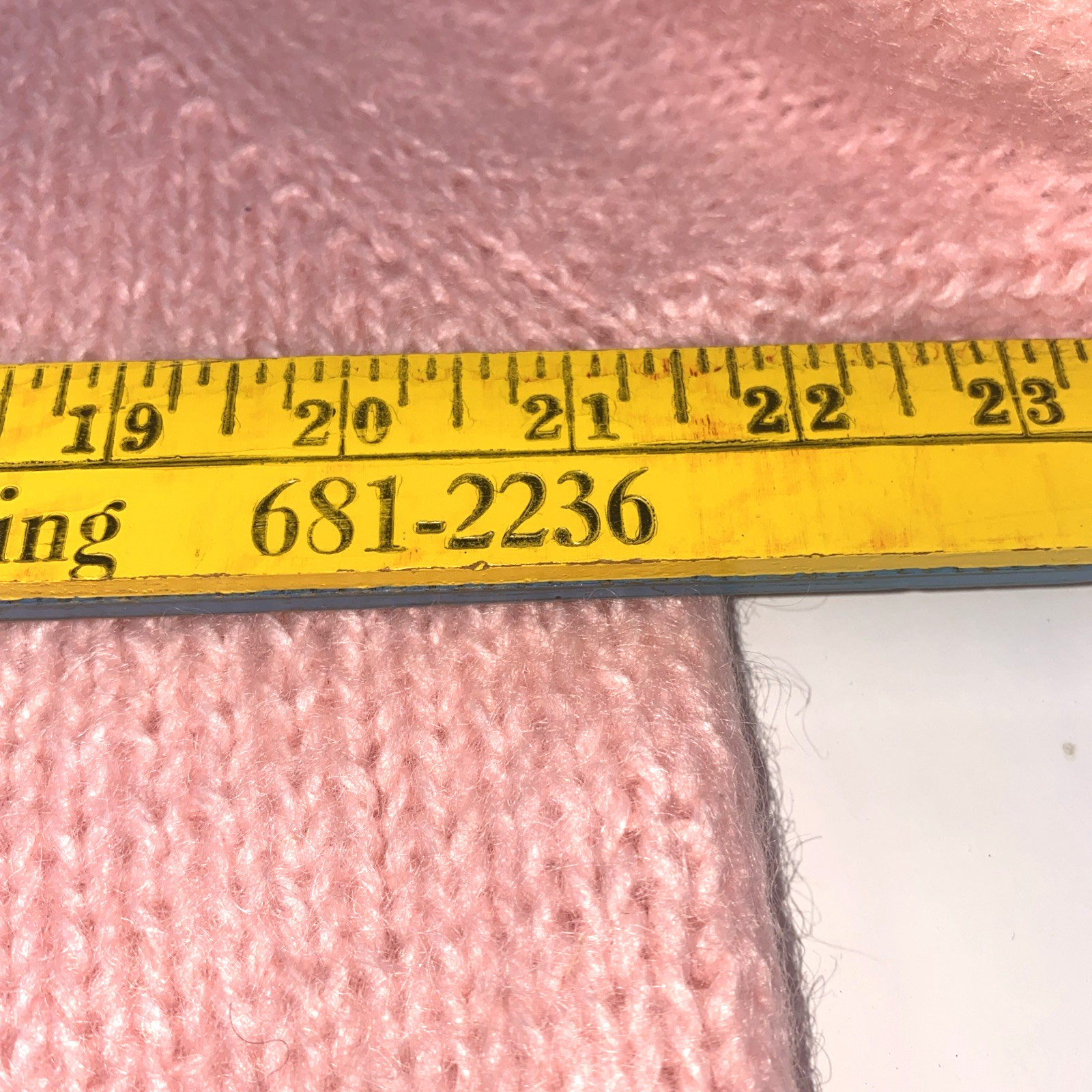 Vintage Pink Mohair Cardigan Hand Knit Cable Stitch Large