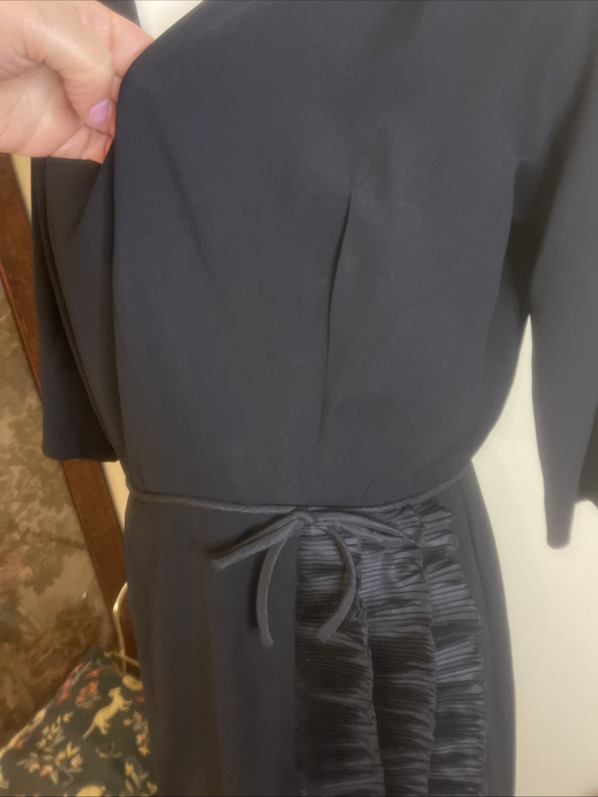 Vintage The Crescent Spokane Black Ruffle Cocktail Dress ILGWU Union Made