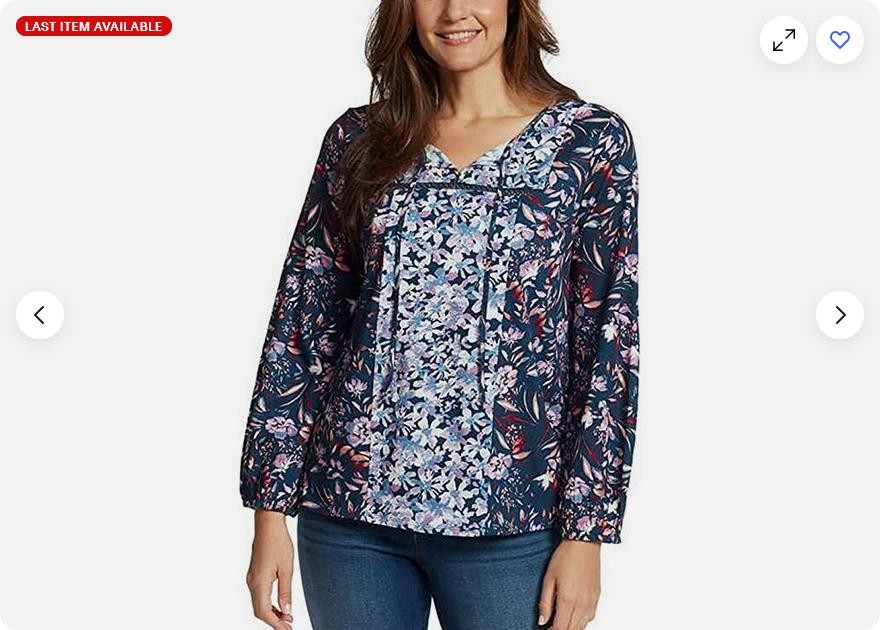 Vintage America Ladies’ Printed Blouse (BLUE,LARGE)