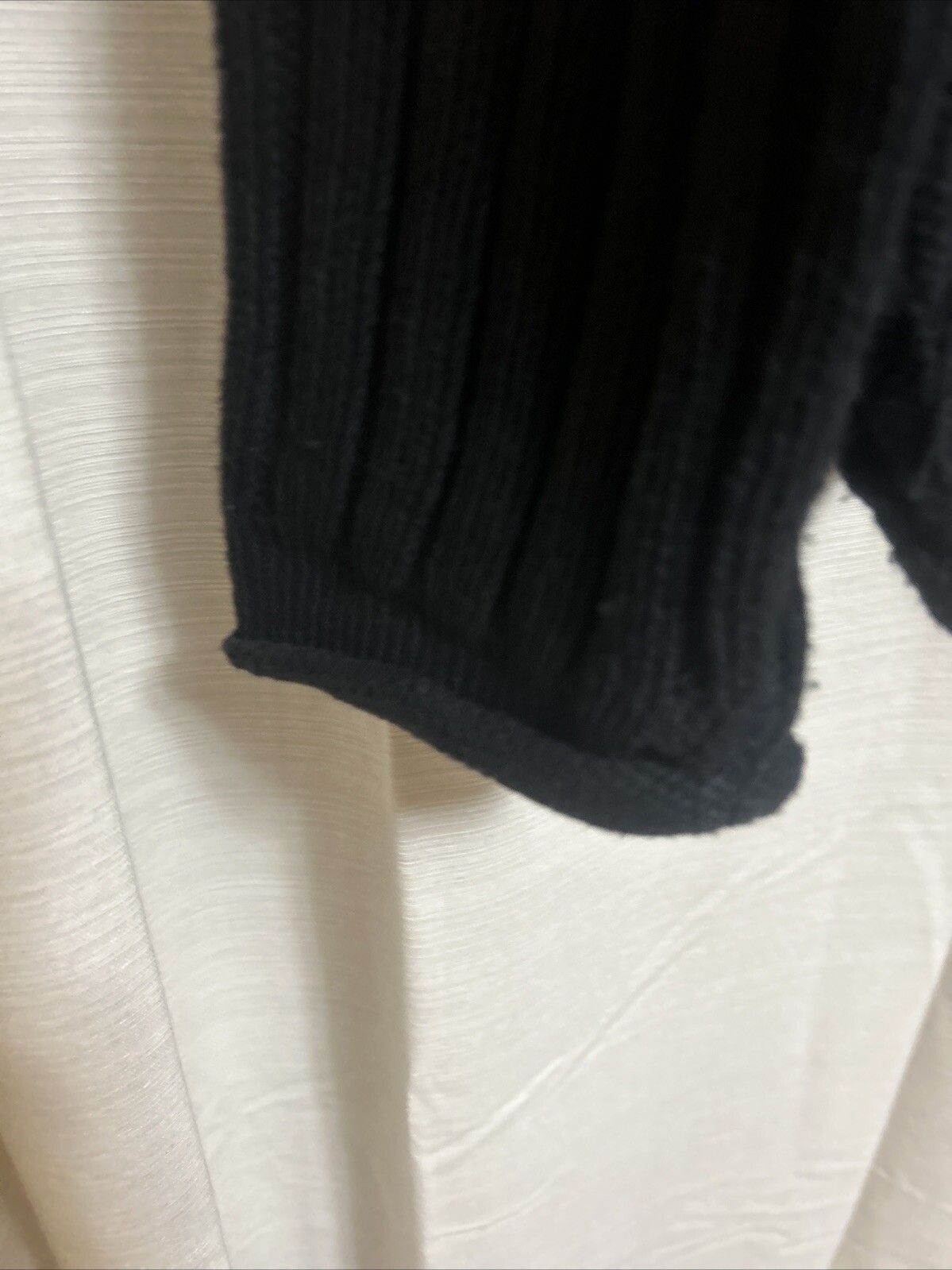 Beldoch Popper USA M Black Long Sleeve Knit Sweater Vintage Cotton Mall Hair T4