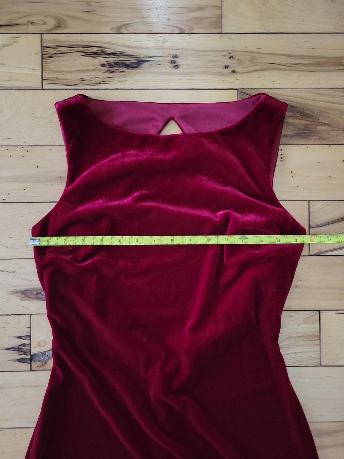 Vintage Dark Red Velvet Maxi Dress Keyhole Boatneck 90s Y2K Size 6 READ