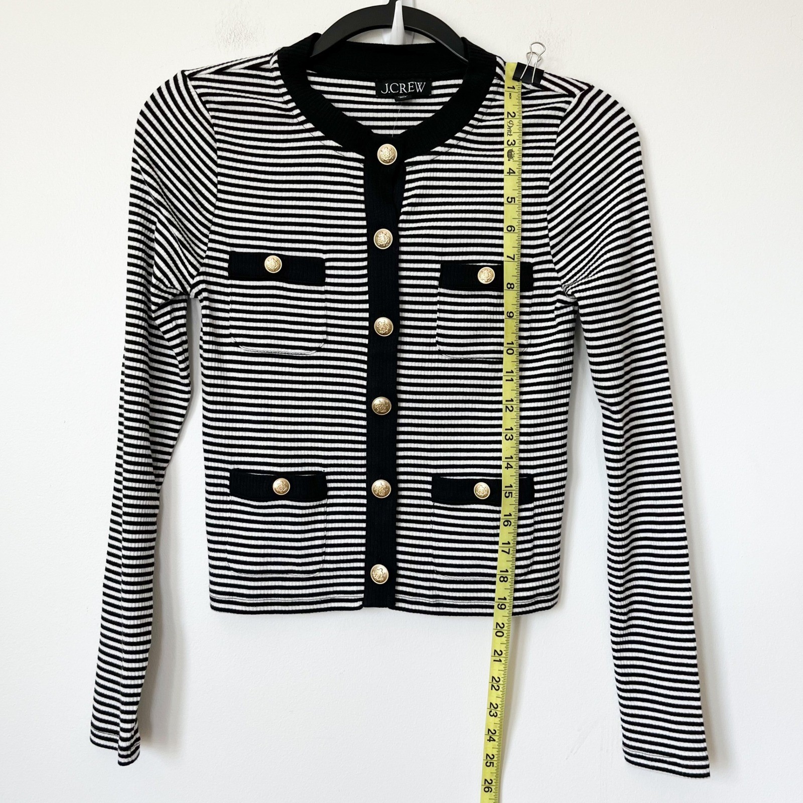 NEW J.Crew Vintage Rib Lady Jacket Black White Stripe Womens XS
