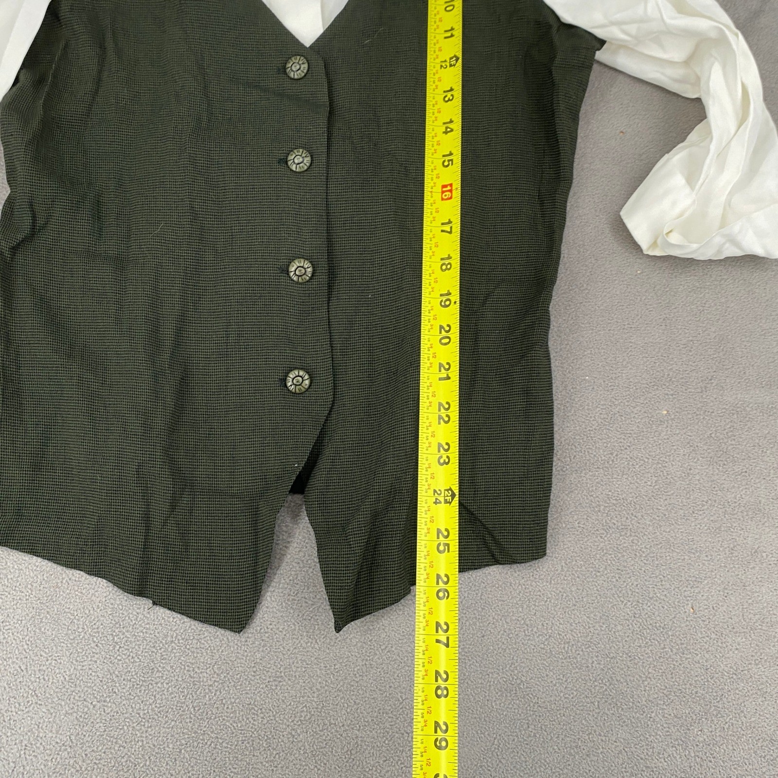 Vintage Reina Industries Green Houndstooth Vest Layered Shirt Top 10P USA Made