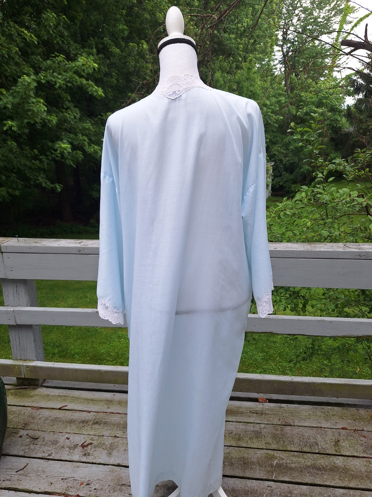 Corhan Vintage Baby Blue Bathrobe Dressing Robe Large