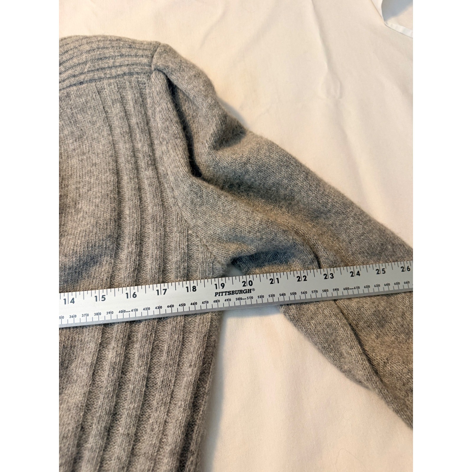 Michelle Stuart Vintage Gray Lambswool Angora Knit Sweater & Skirt Set Womens M