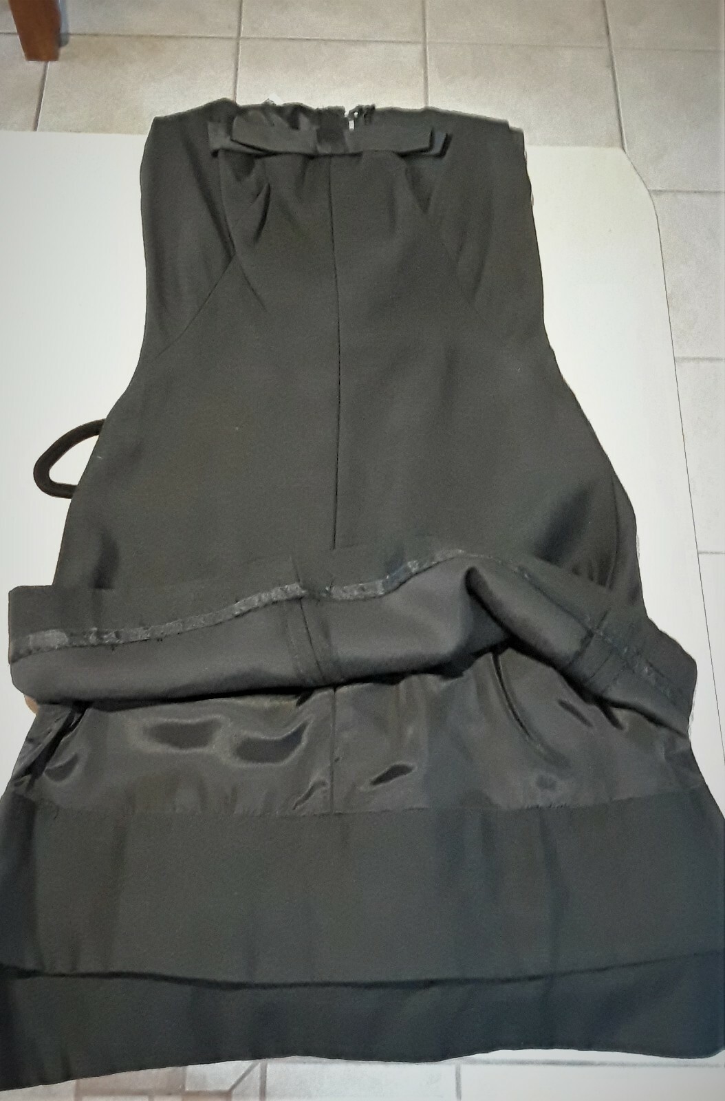 Another Ann Barry Jr True Vintage Black Tailored Dress Tiered Hem + Bow XS