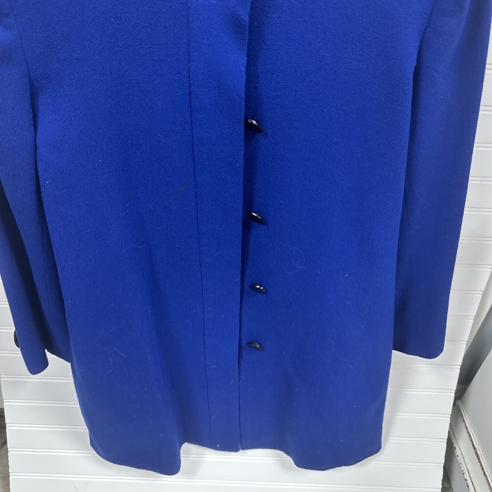 Vintage Fitted Wool Jacket Tailored by Handmacher Womens Blue Suit Blazer Coat 8
