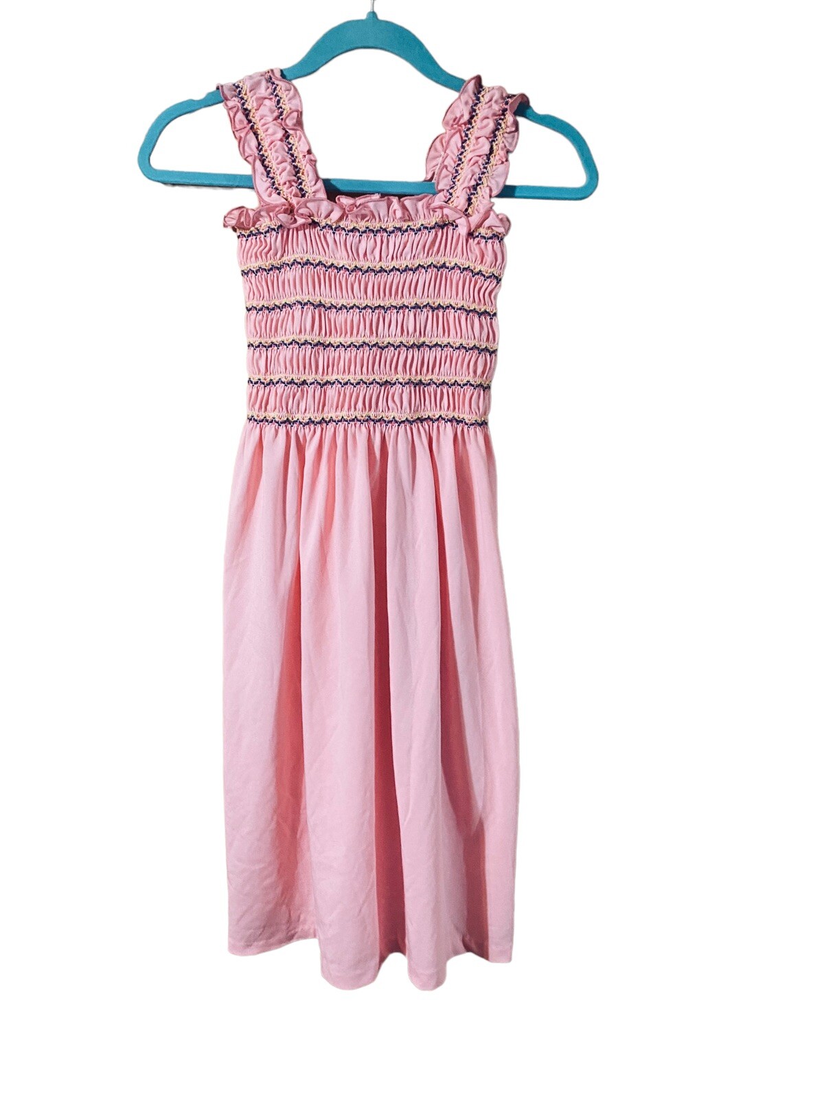 VTG Pink SMOCKED SUMMER DRESS WOMENS OS see measurements EUC