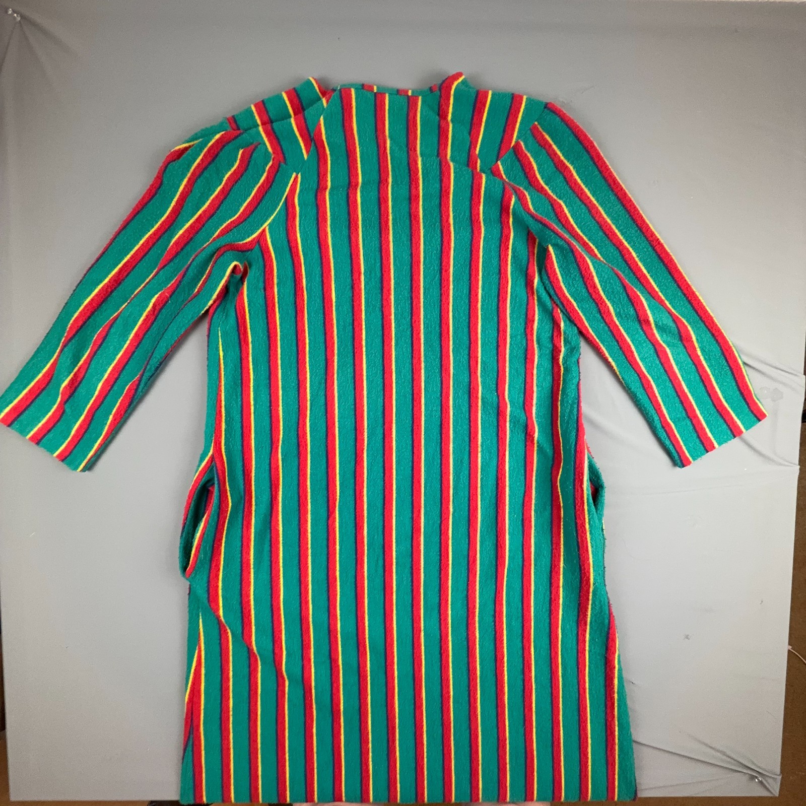 Vintage Sans Souci Nightgown Womens USA Zip Front Striped Lounge Dress