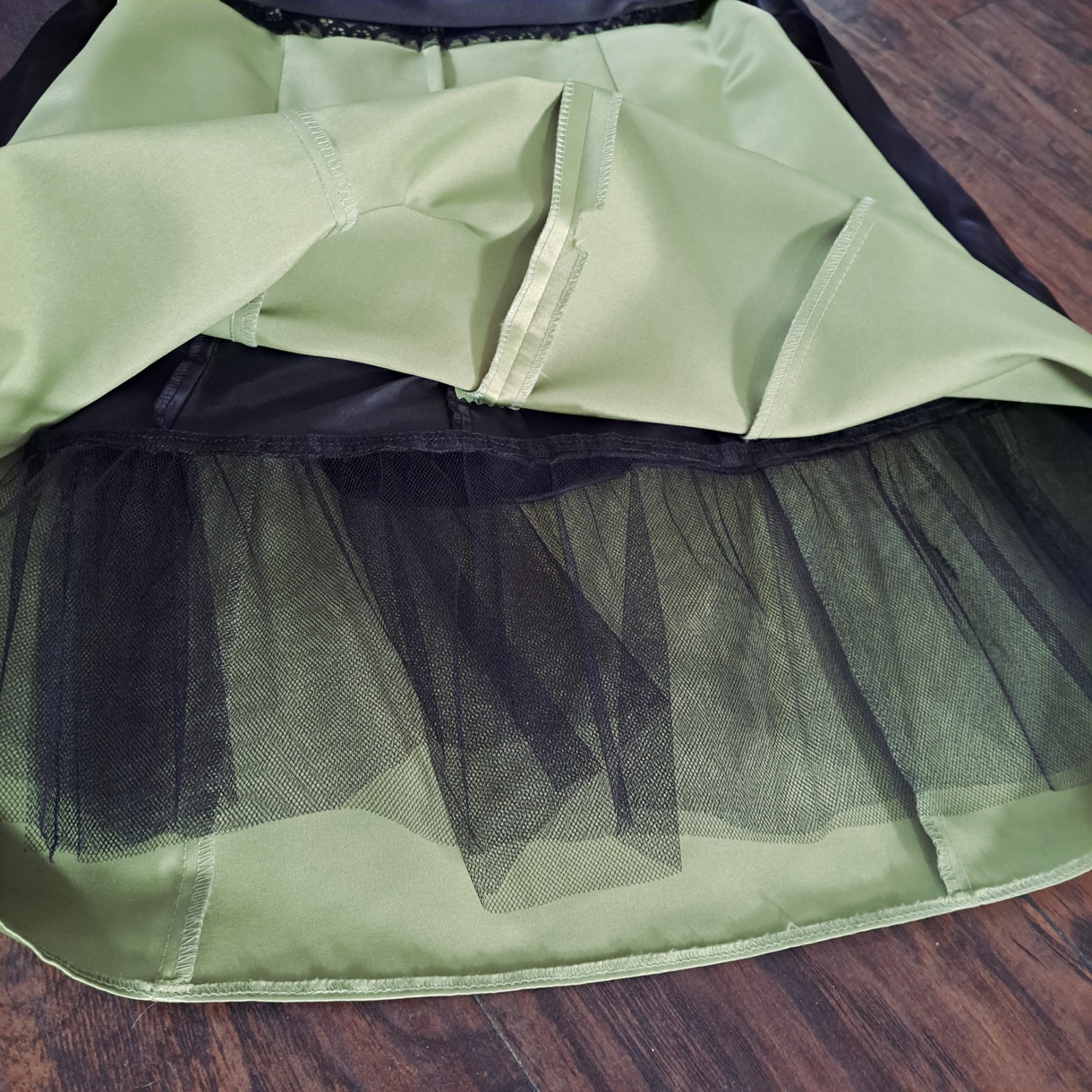 VTG Jessica McClintock Gunne Sax Dress Formal Prom Satin Lace Tulle Lime 9/10