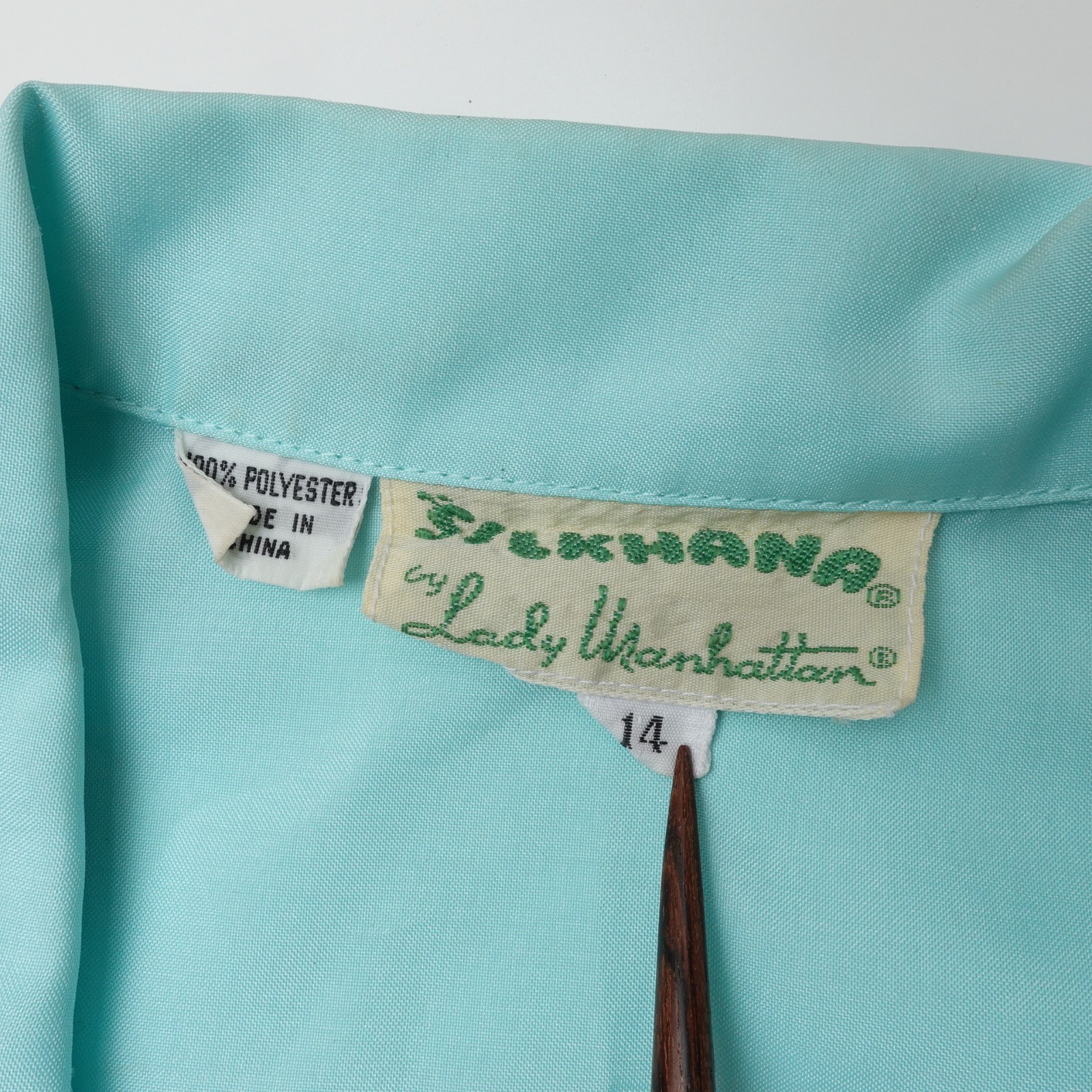 Vintage 70s Silkhana by Lady Manhattan Button Up Blouse Short Sleeve 14 Large