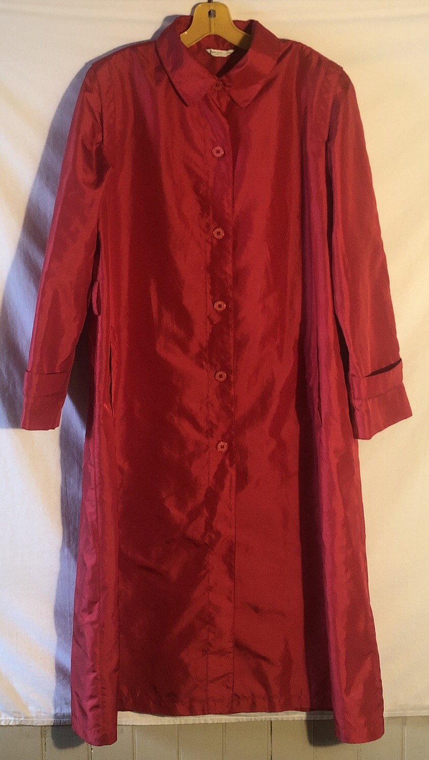 Vtg Forecaster of Boston 11/12 Long Red Lightweight Nylon Rain Coat Jacket Retro