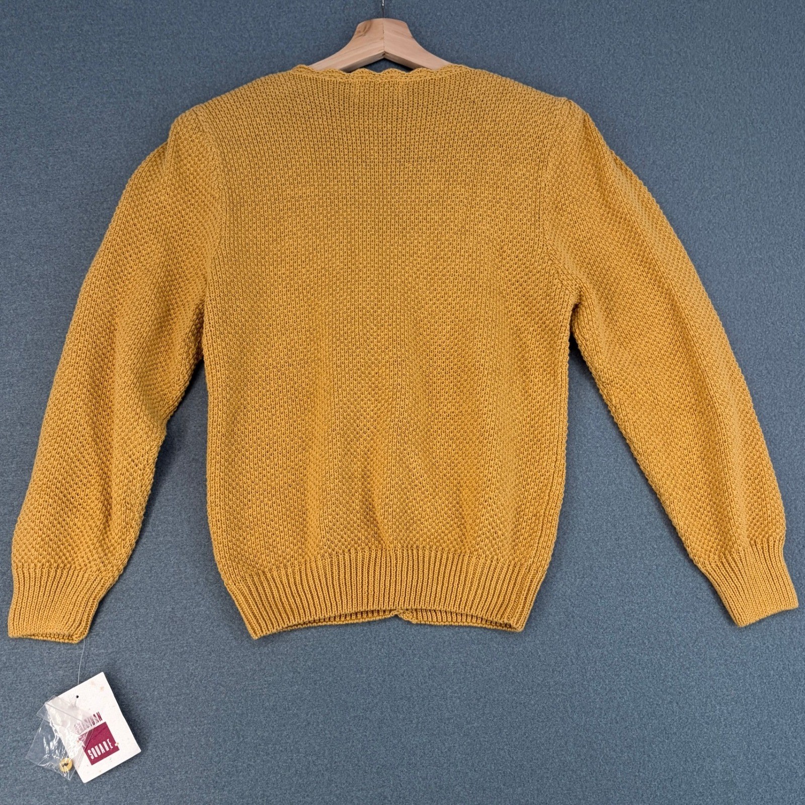 Sheridan Square Vintage Mustard Yellow Scalloped Cardigan Medium Deadstock Puff