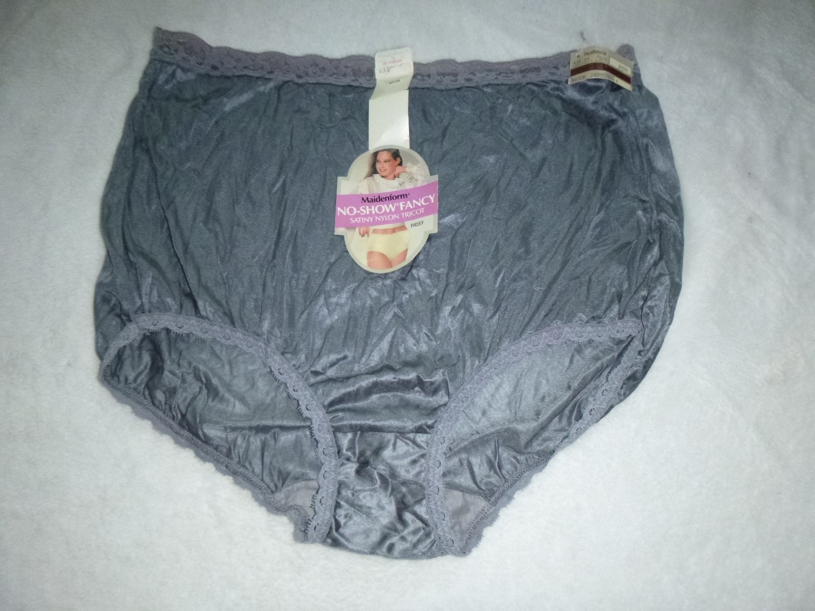 NWT Vtg Maidenform No-Show Fancy Nylon Tricot Brief #40728 Gray Sz 6