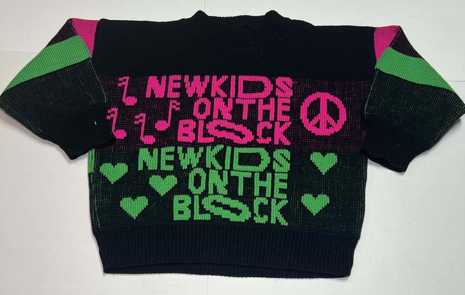 Vintage NKOTB Sweater Womens S Cropped 90s Neon New Kids On The Block