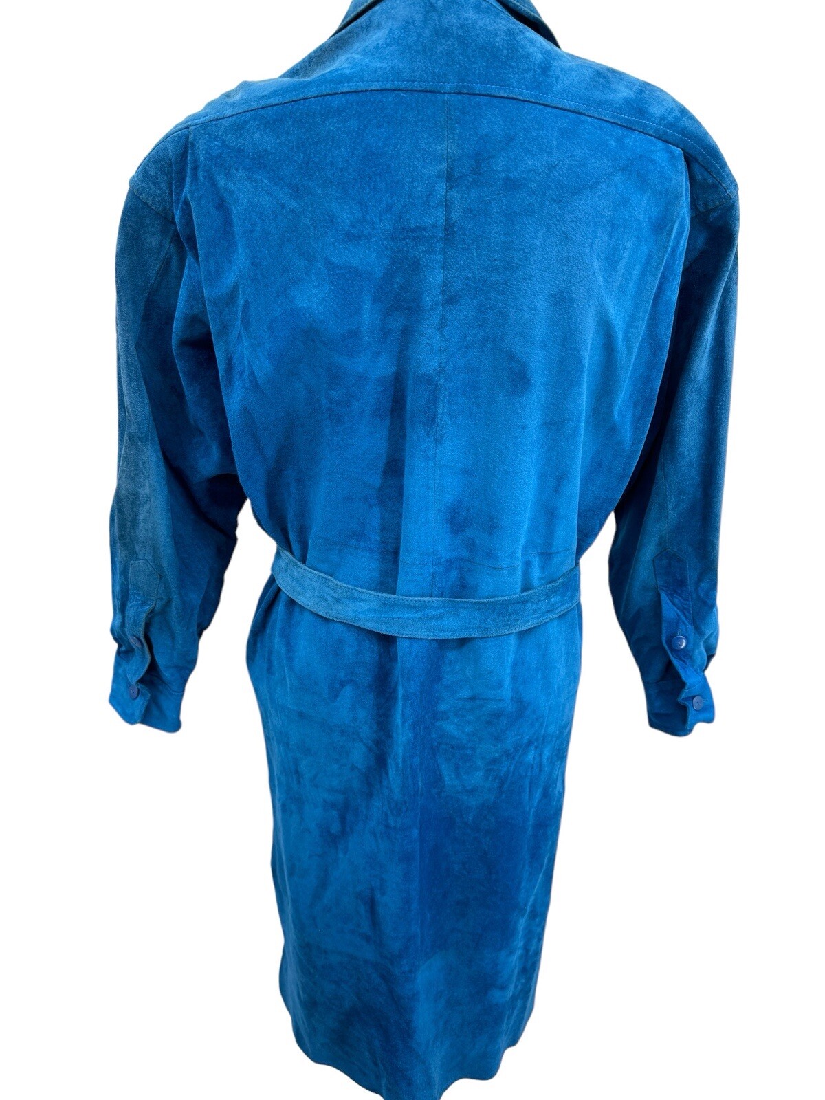 Vintage PIA RUCCI Blue Suede Belted Long Sleeve Shirt Dress Womens Size 10