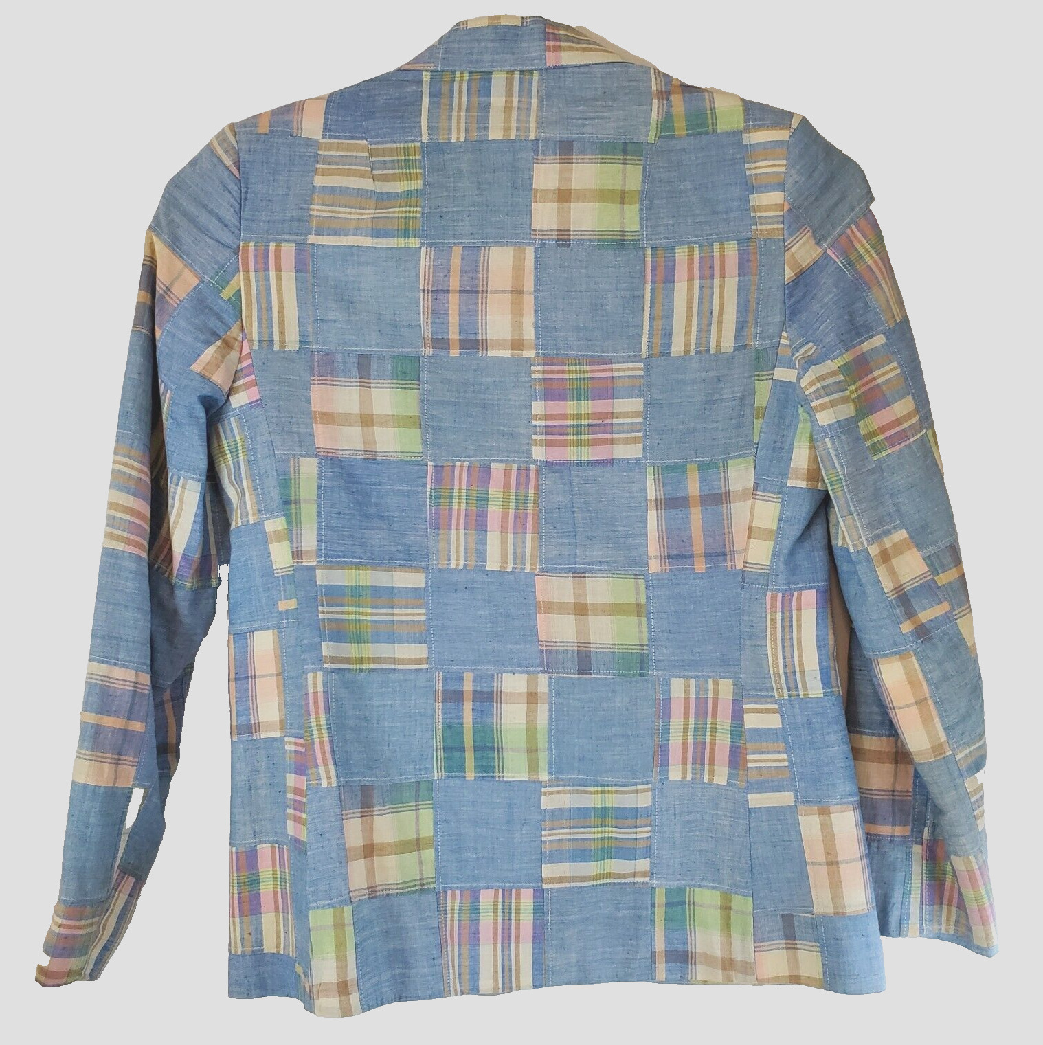 Womens Vintage Blazer John Meyer Size 8 Blue Lined Shoulder Pads Double Pocket